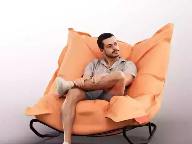 Sandro 13282 - Sitting Young Man On A Beanbag