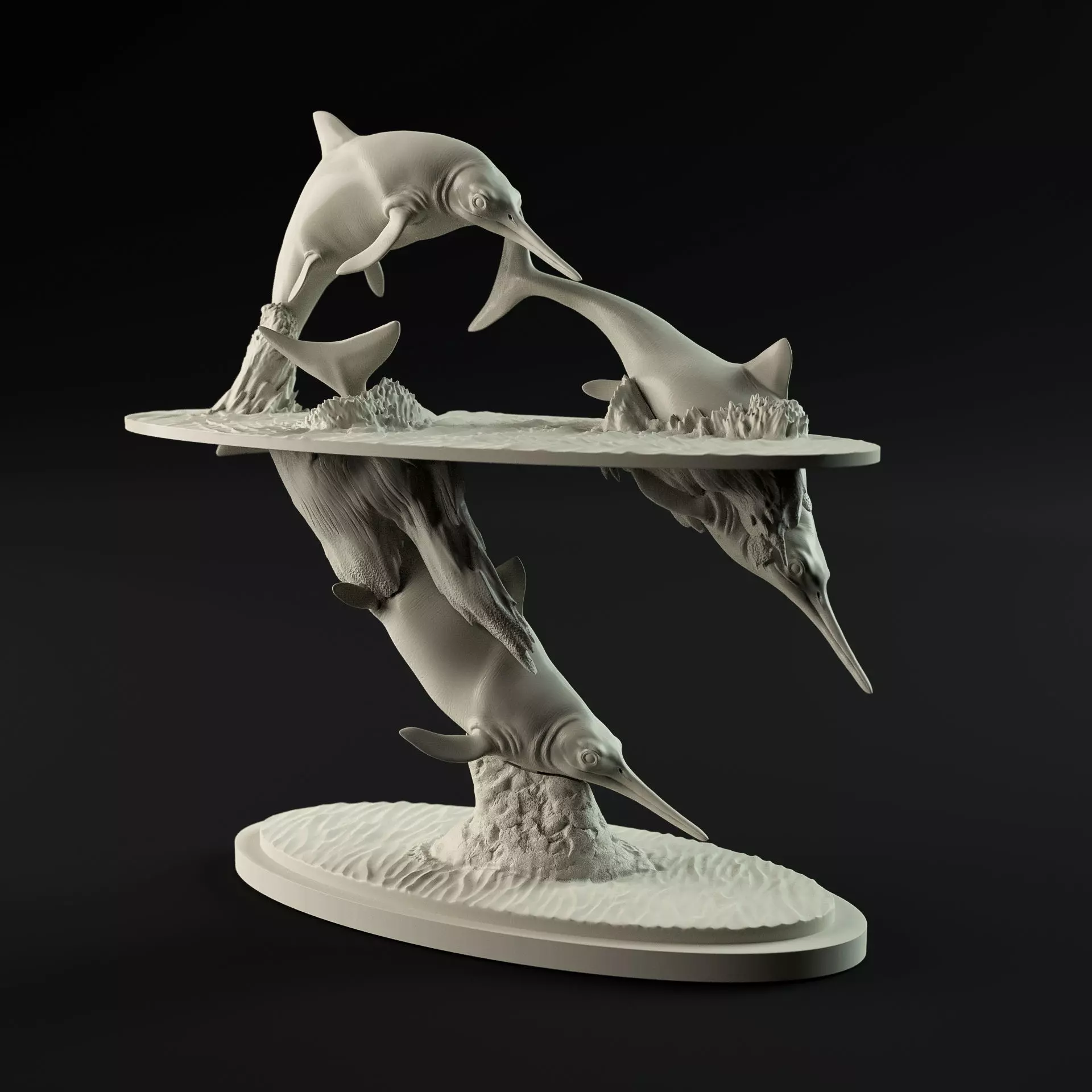 Ichtyosaur jumping 1-35 scale pre-supported 3D print model