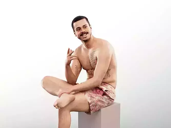 Sandro 13279 - Sitting Talking Young Man In Trunks