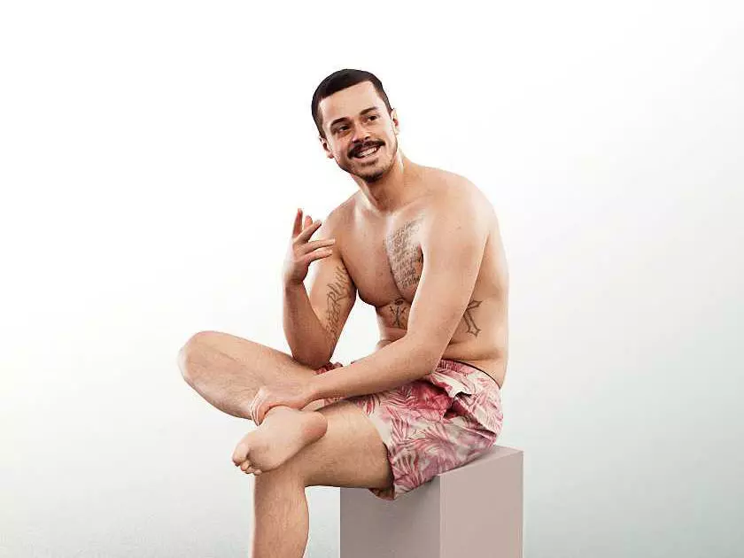 Sandro 13279 - Sitting Talking Young Man In Trunks Low-poly 3D model_0