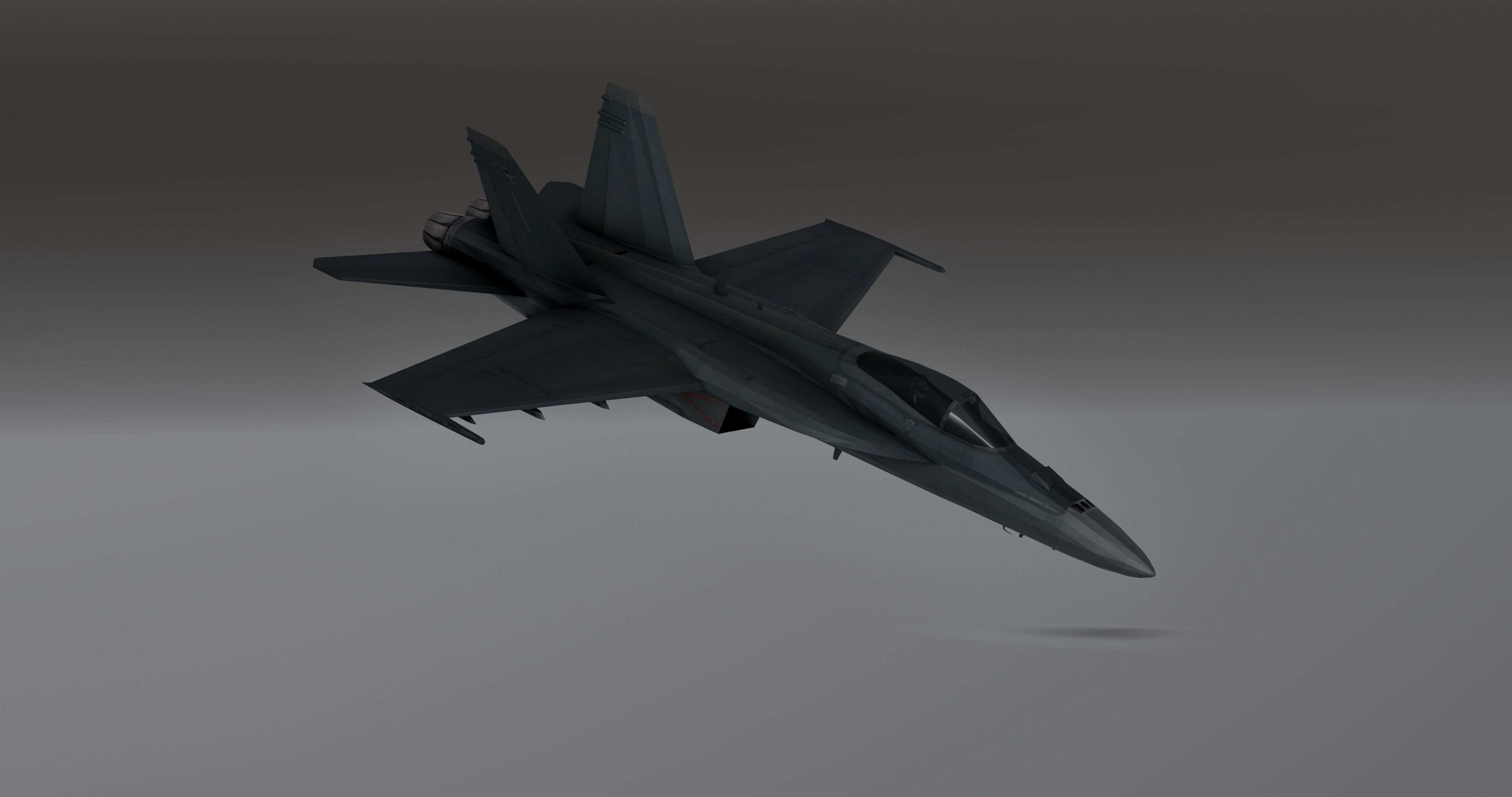 F-18 Stealth - Super Hornet Fighter Jet Low-poly 3D model_6