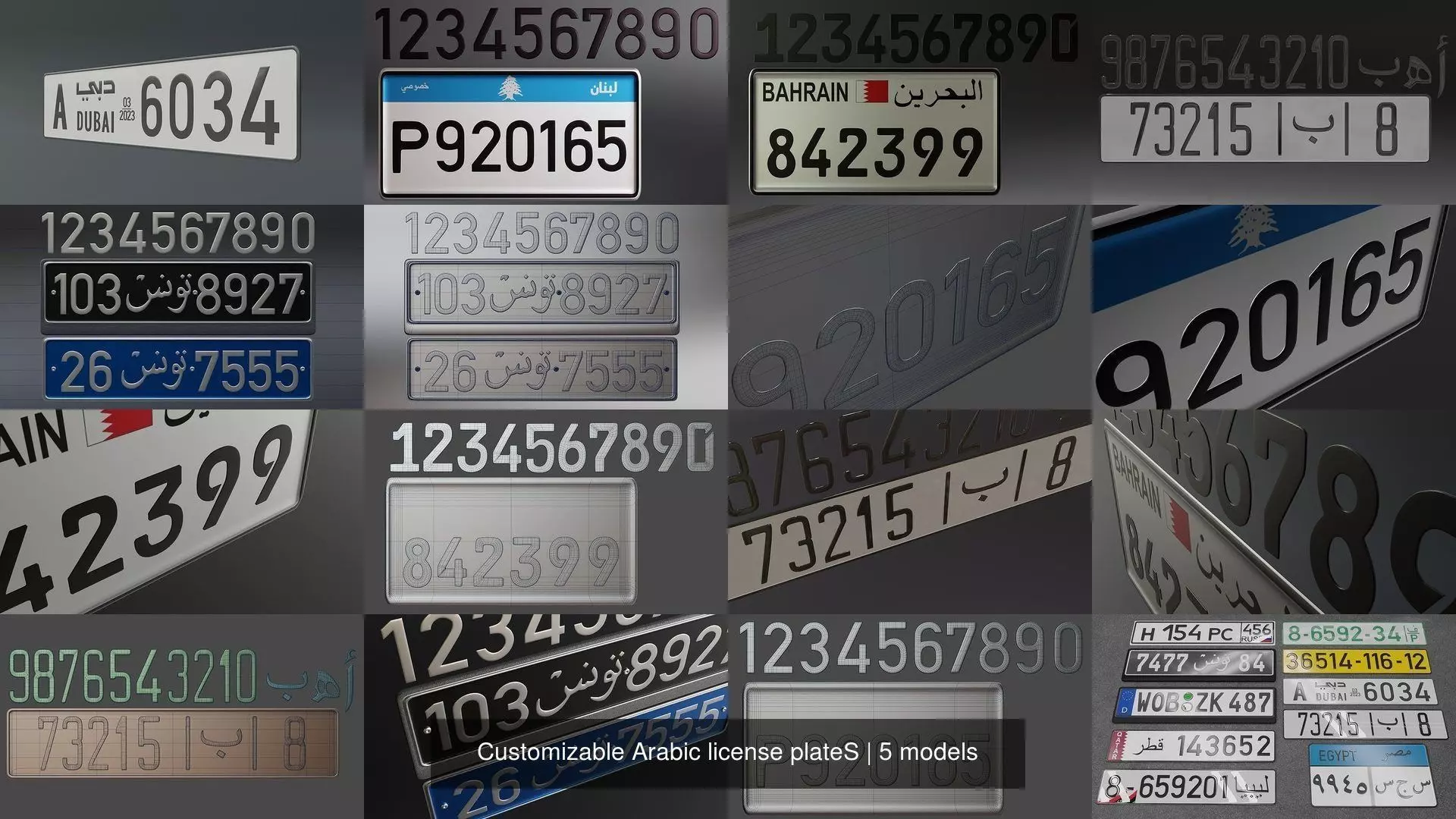 Customizable Arabic license plateS 3D Model Collection_0
