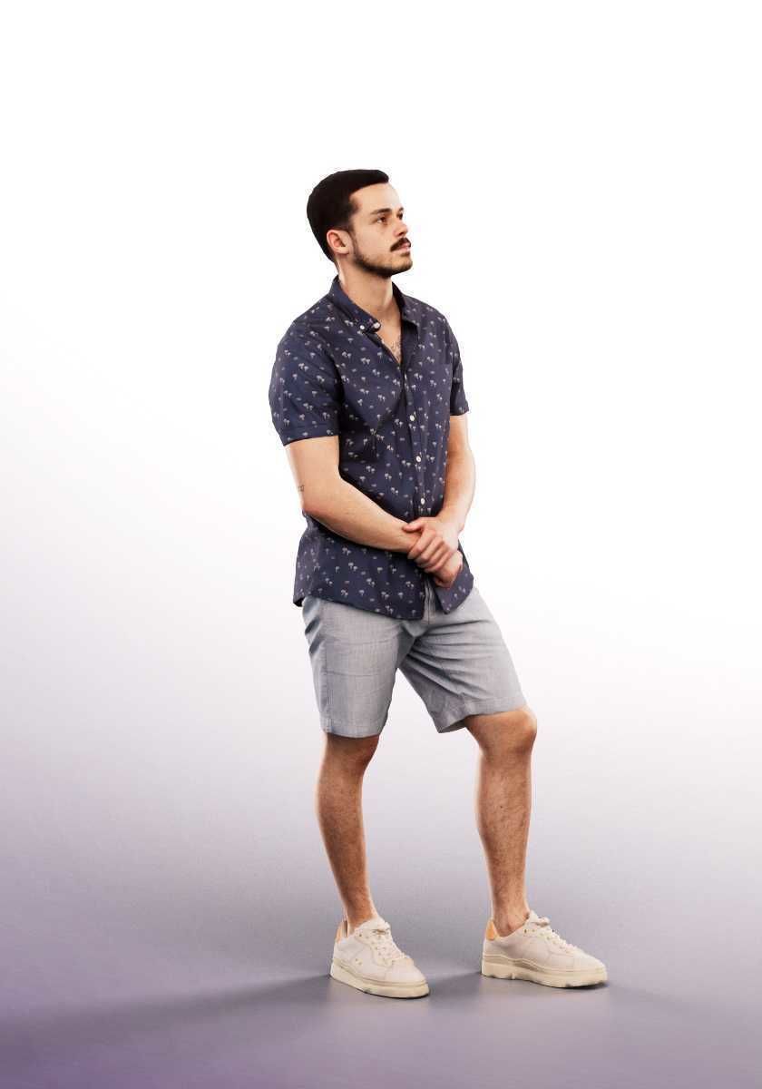 Sandro 13278 - Standing Casual Young Man Low-poly 3D model_2