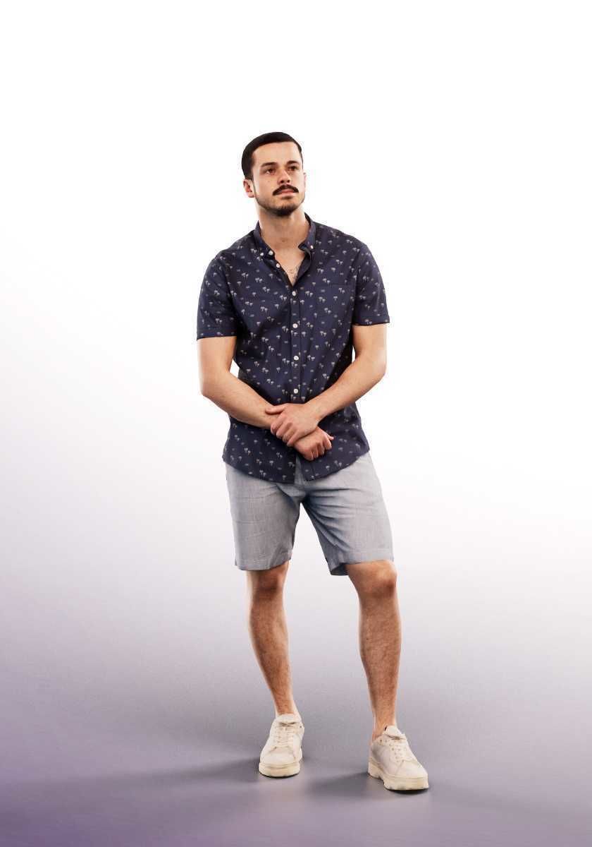 Sandro 13278 - Standing Casual Young Man Low-poly 3D model_1