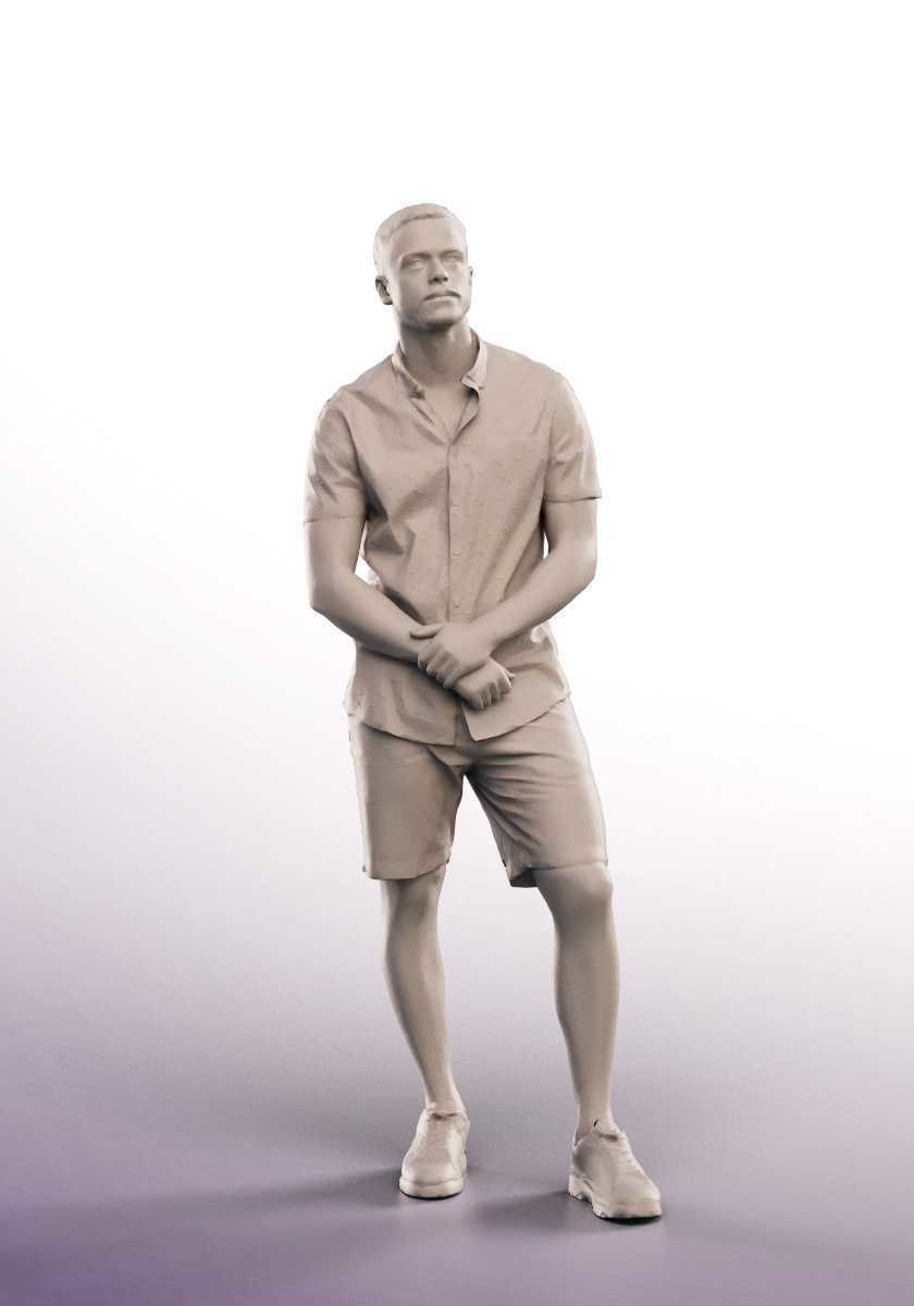 Sandro 13278 - Standing Casual Young Man Low-poly 3D model_3