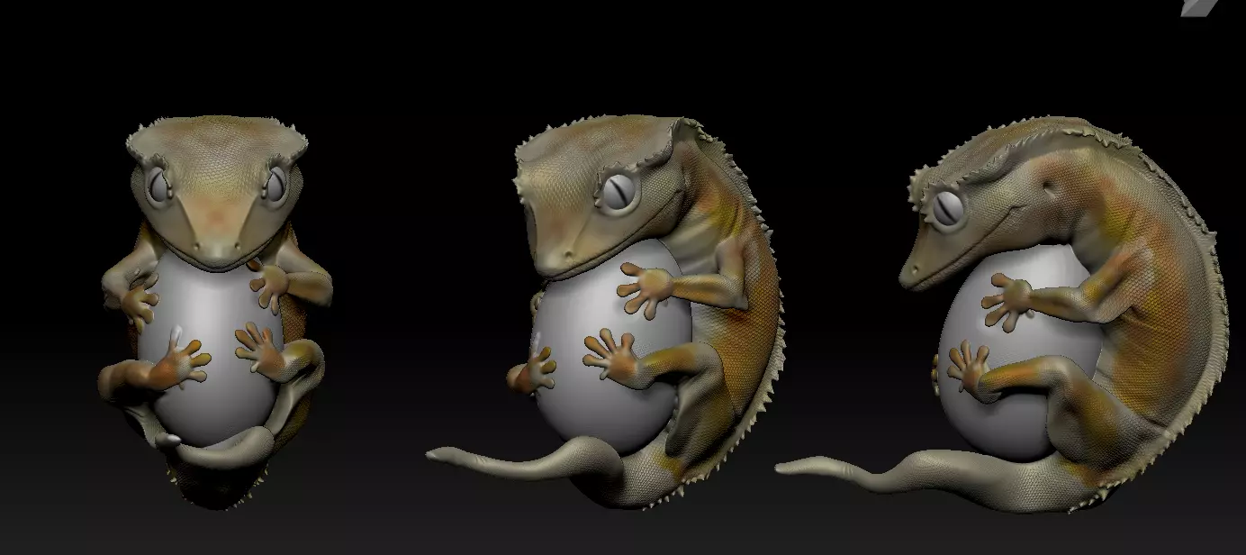 Crested Gecko  3D print model_0
