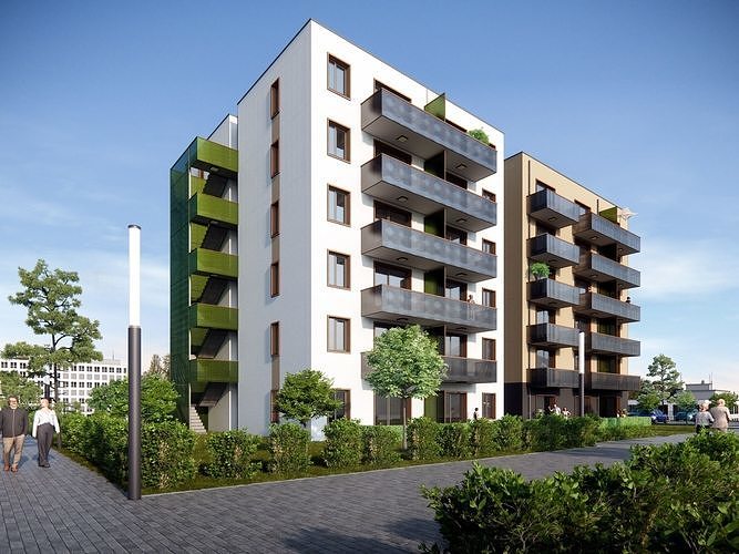 Apartment Building Exterior 01 3D model 7