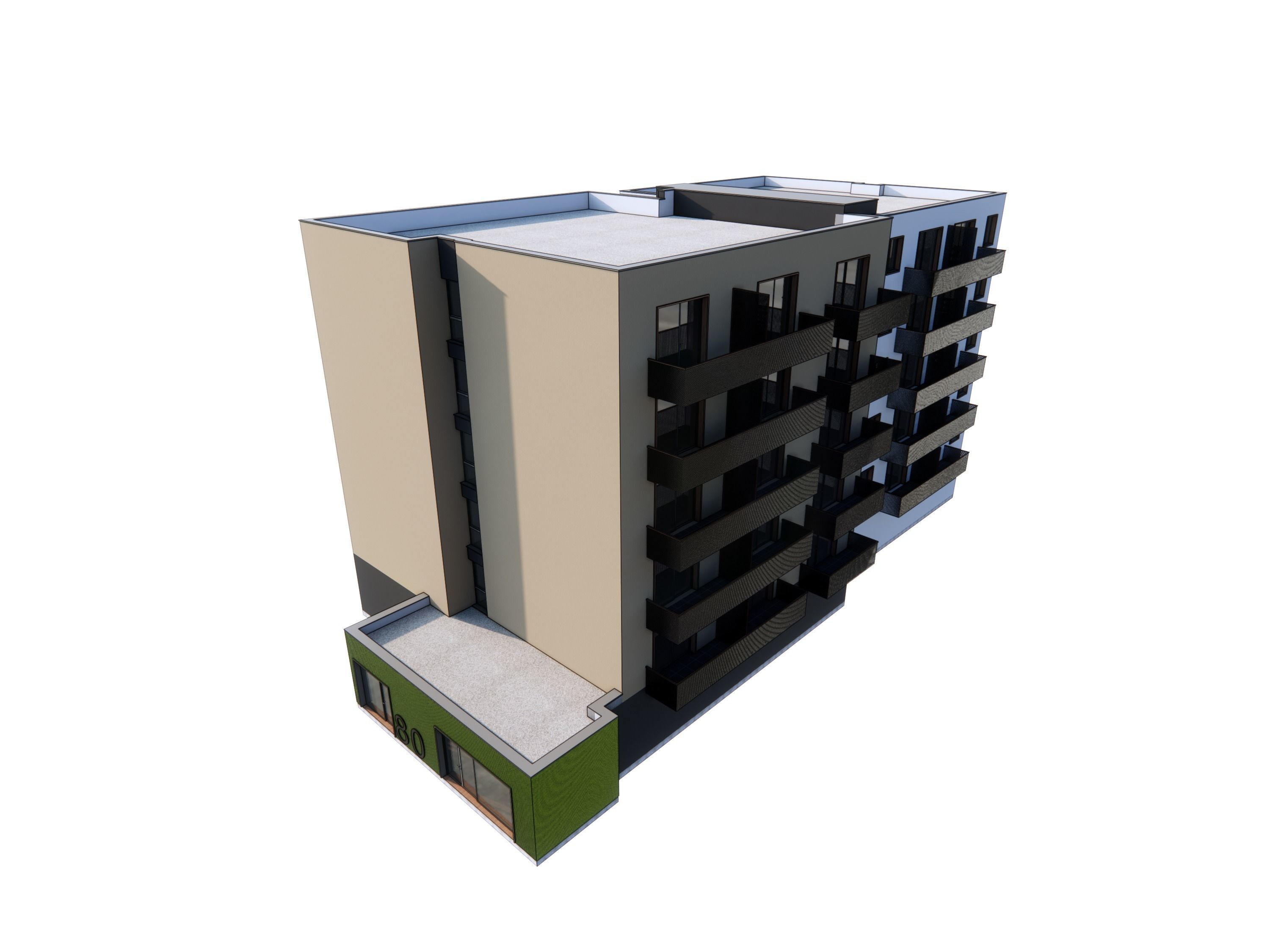 Apartment Building Exterior 01 3D model_9