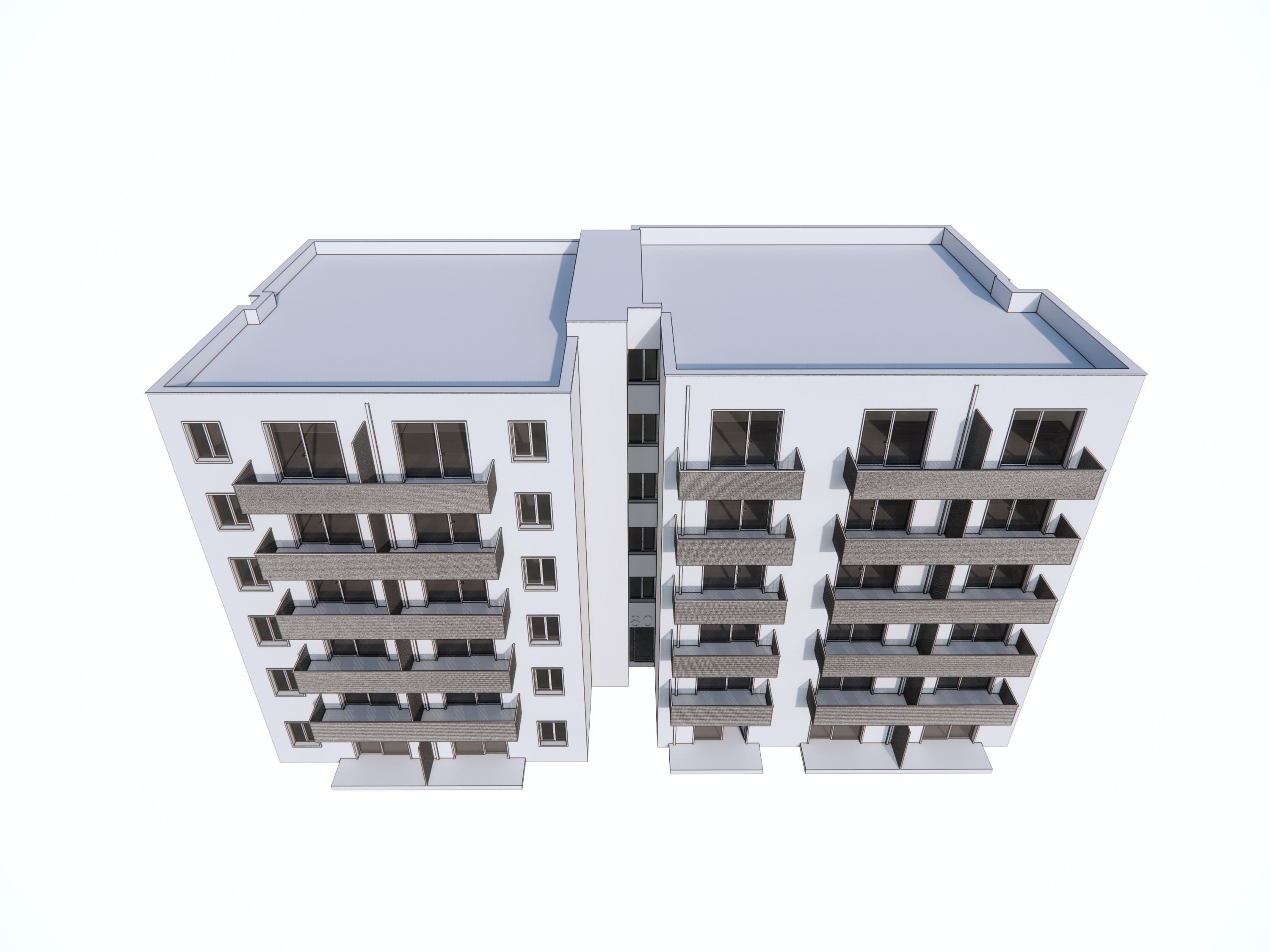 Apartment Building Exterior 01 3D model_8