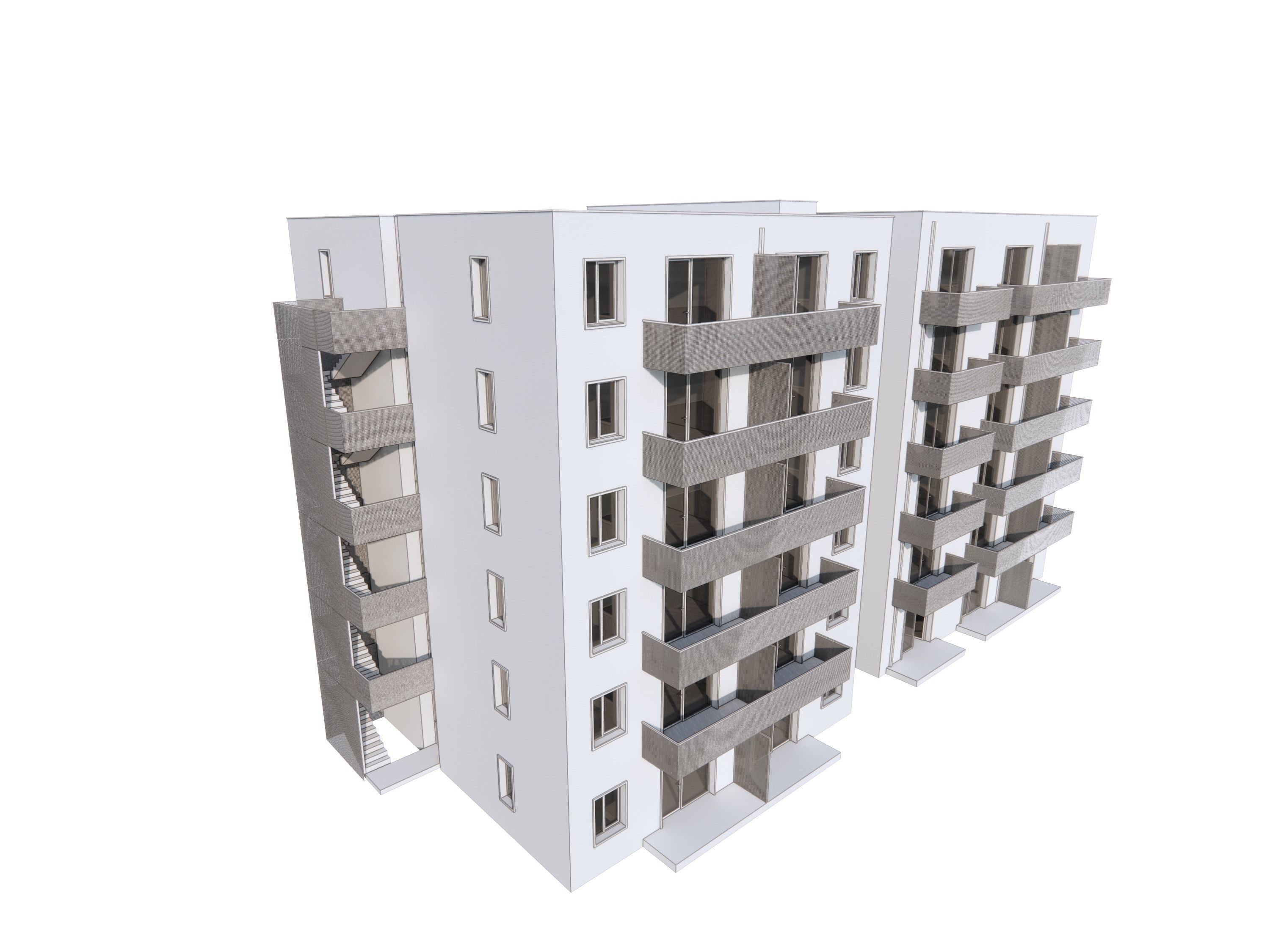 Apartment Building Exterior 01 3D model_14