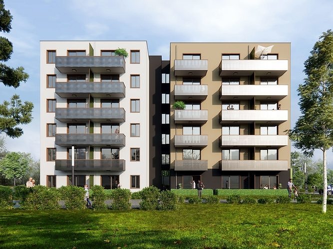 Apartment Building Exterior 01 3D model 6