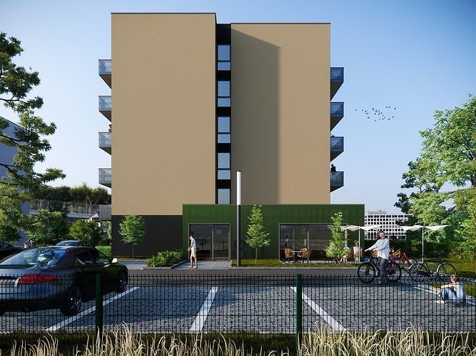 Apartment Building Exterior 01 3D model 4