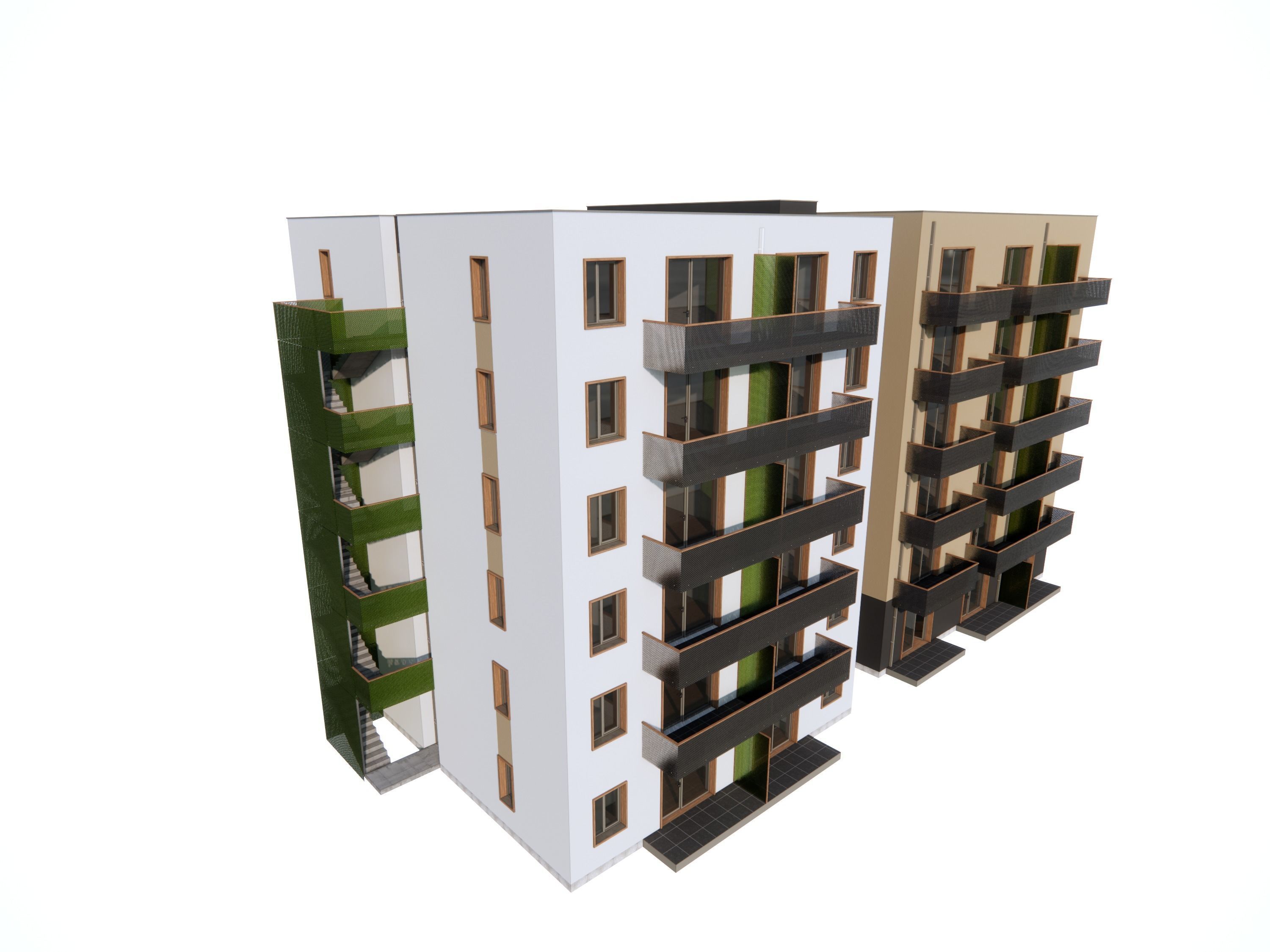 Apartment Building Exterior 01 3D model_13