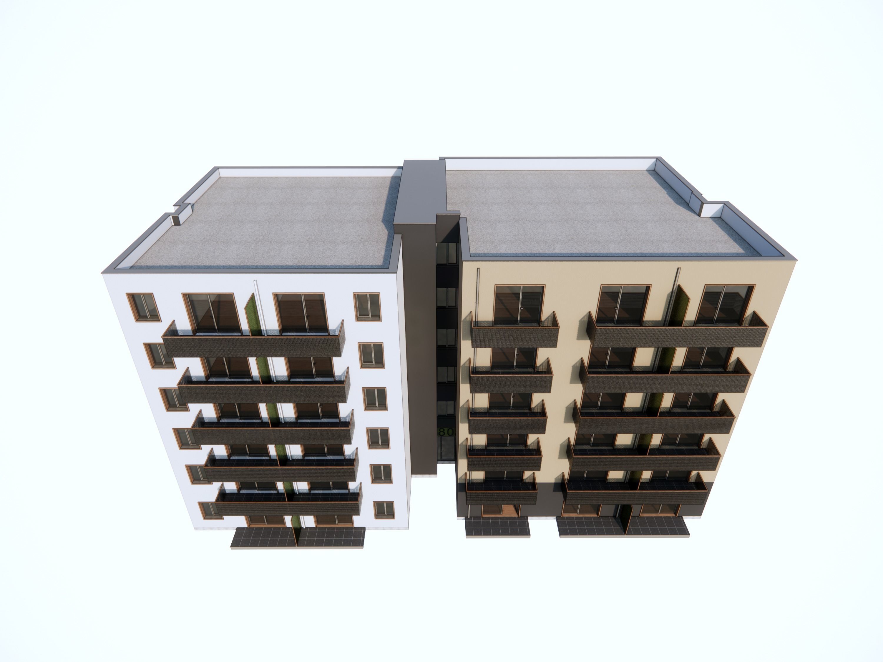 Apartment Building Exterior 01 3D model_7