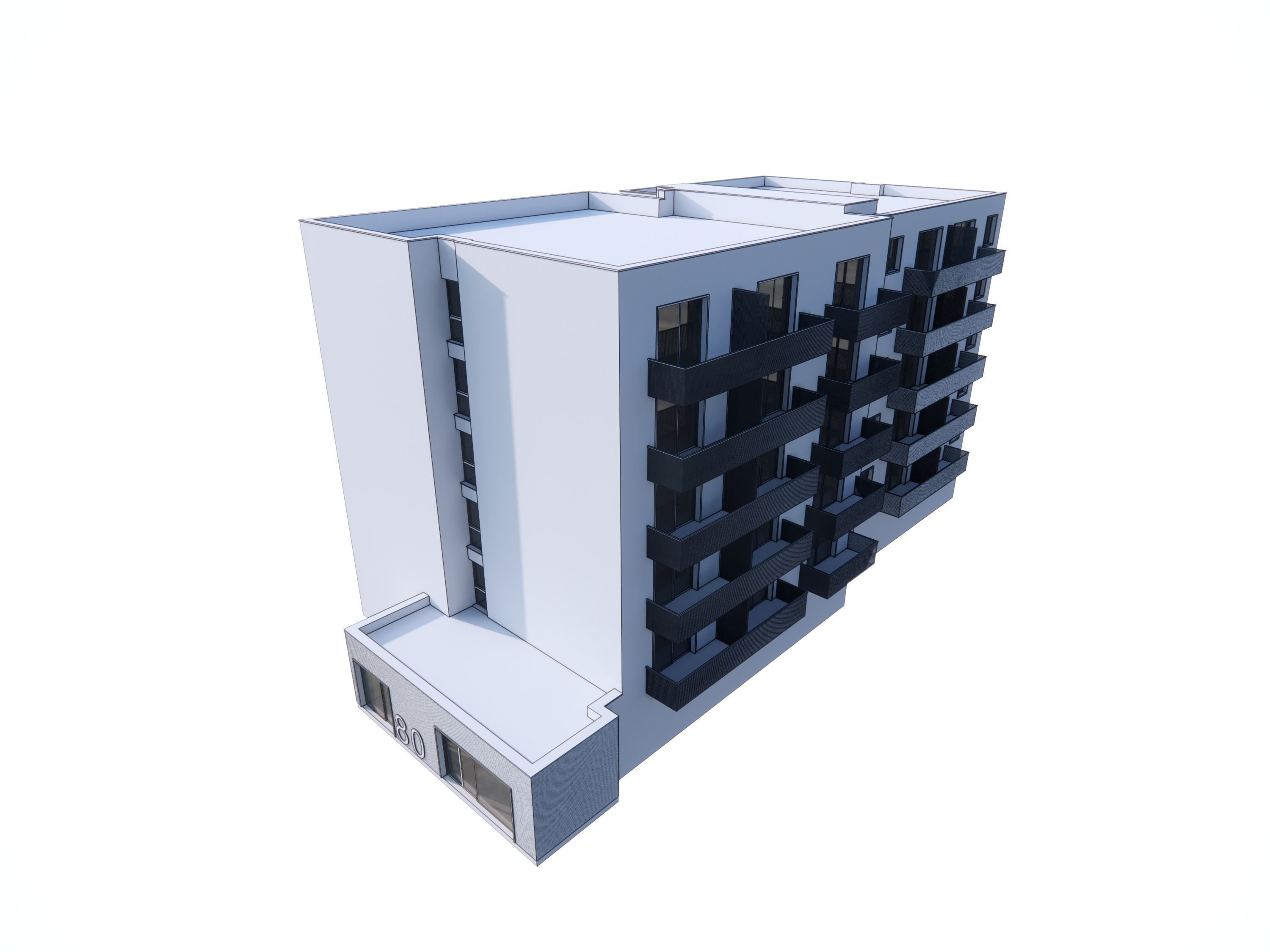 Apartment Building Exterior 01 3D model_10