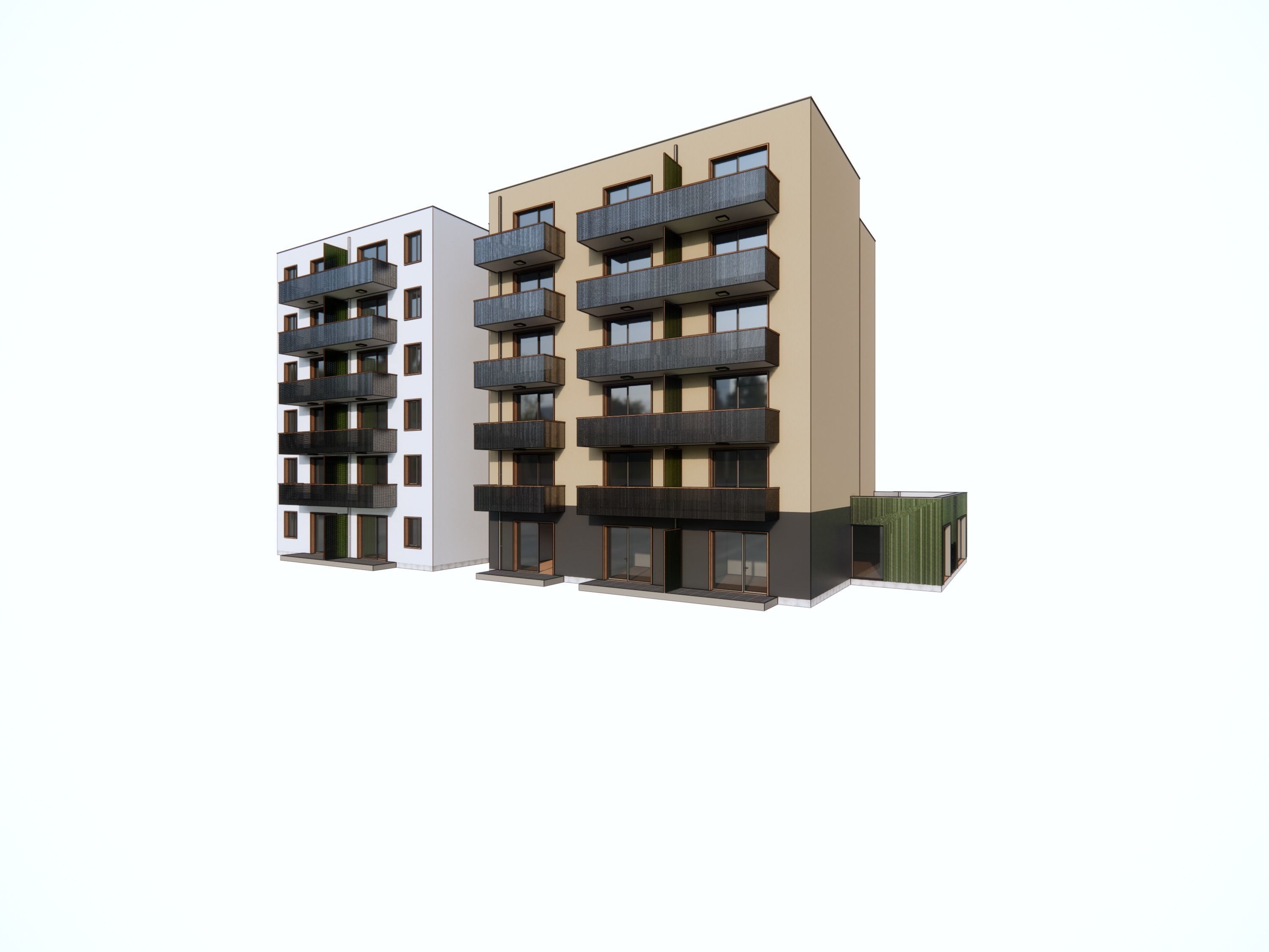 Apartment Building Exterior 01 3D model_11