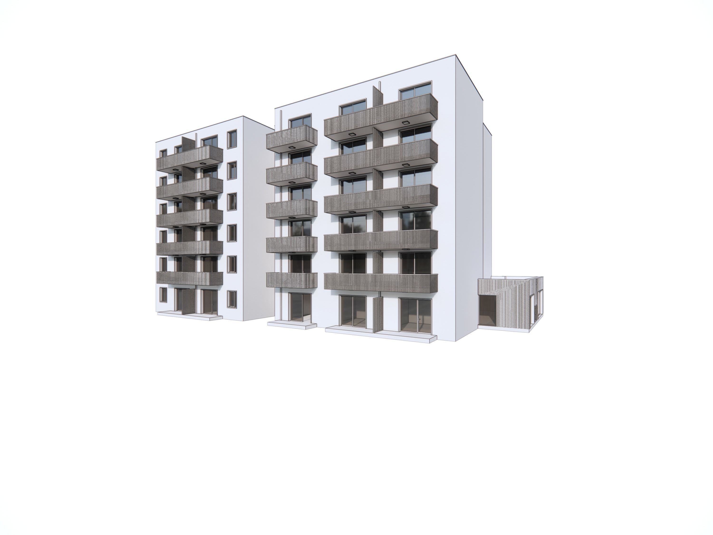 Apartment Building Exterior 01 3D model_12