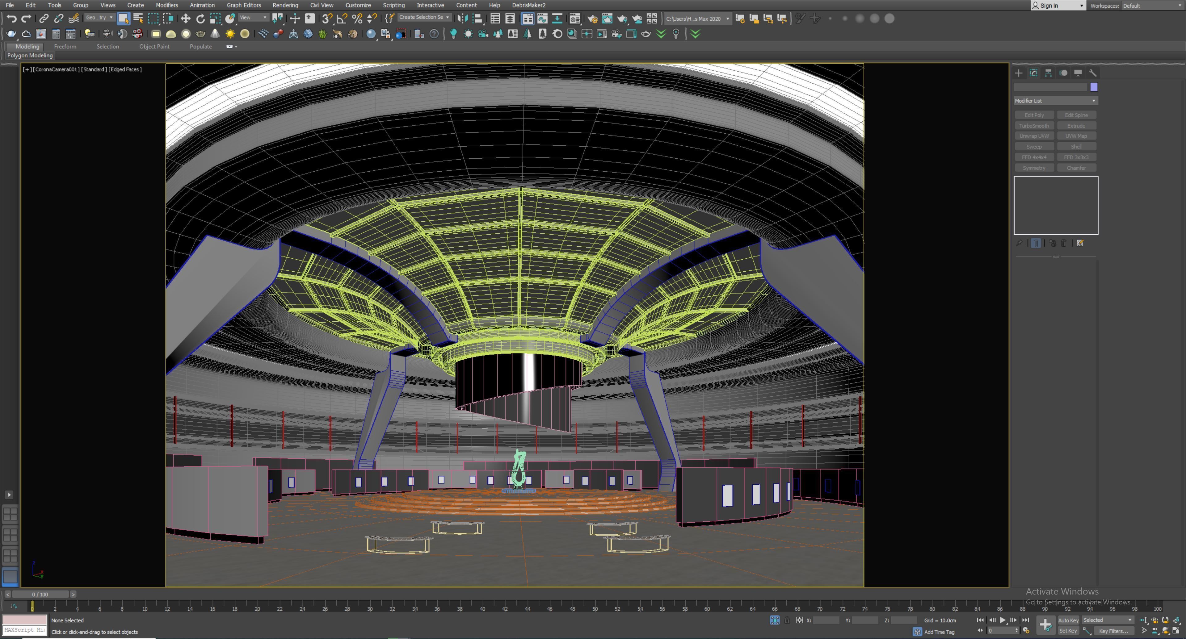low poly interior space hall 16 Low-poly 3D model_3