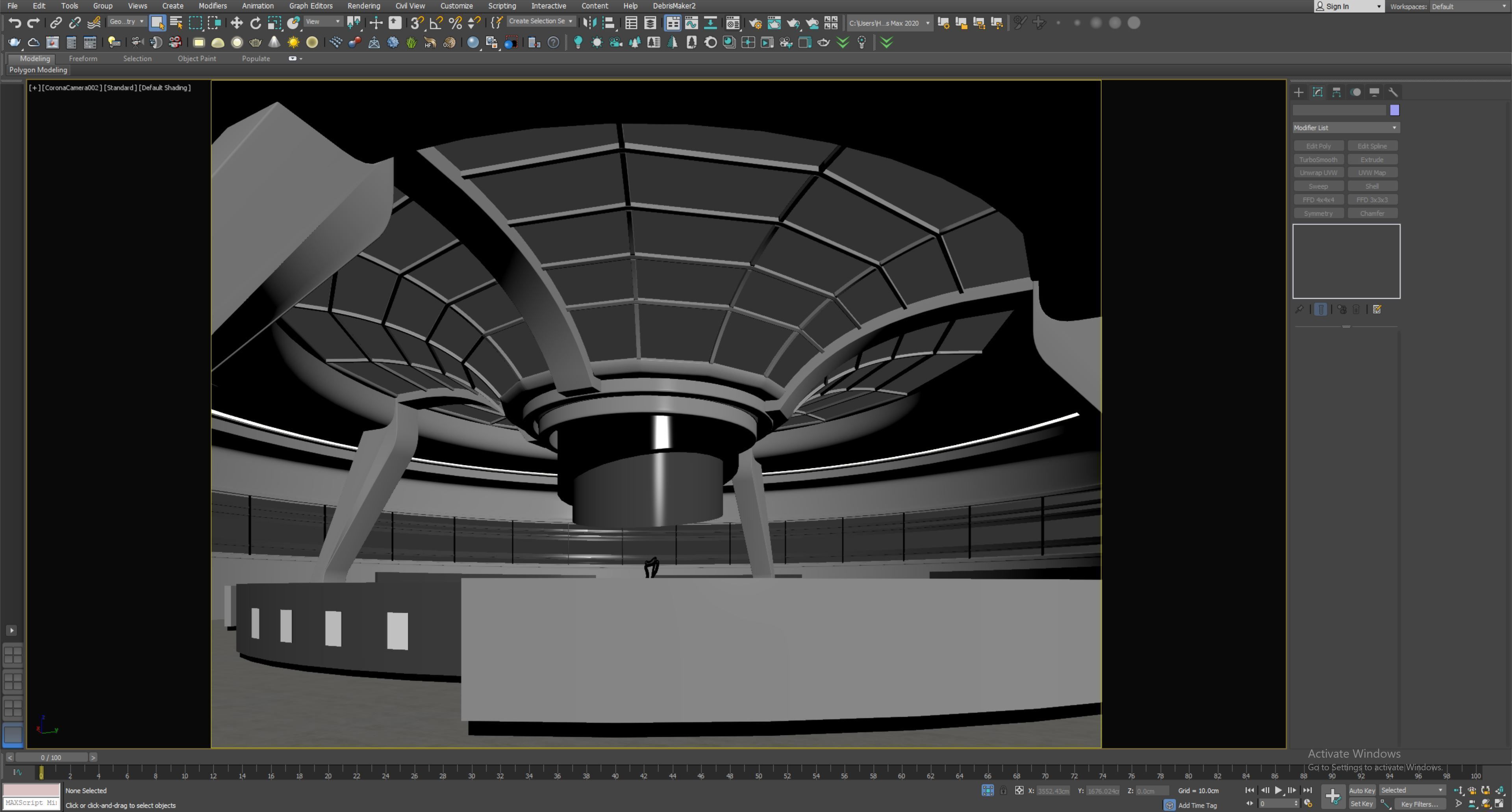 low poly interior space hall 16 Low-poly 3D model_5