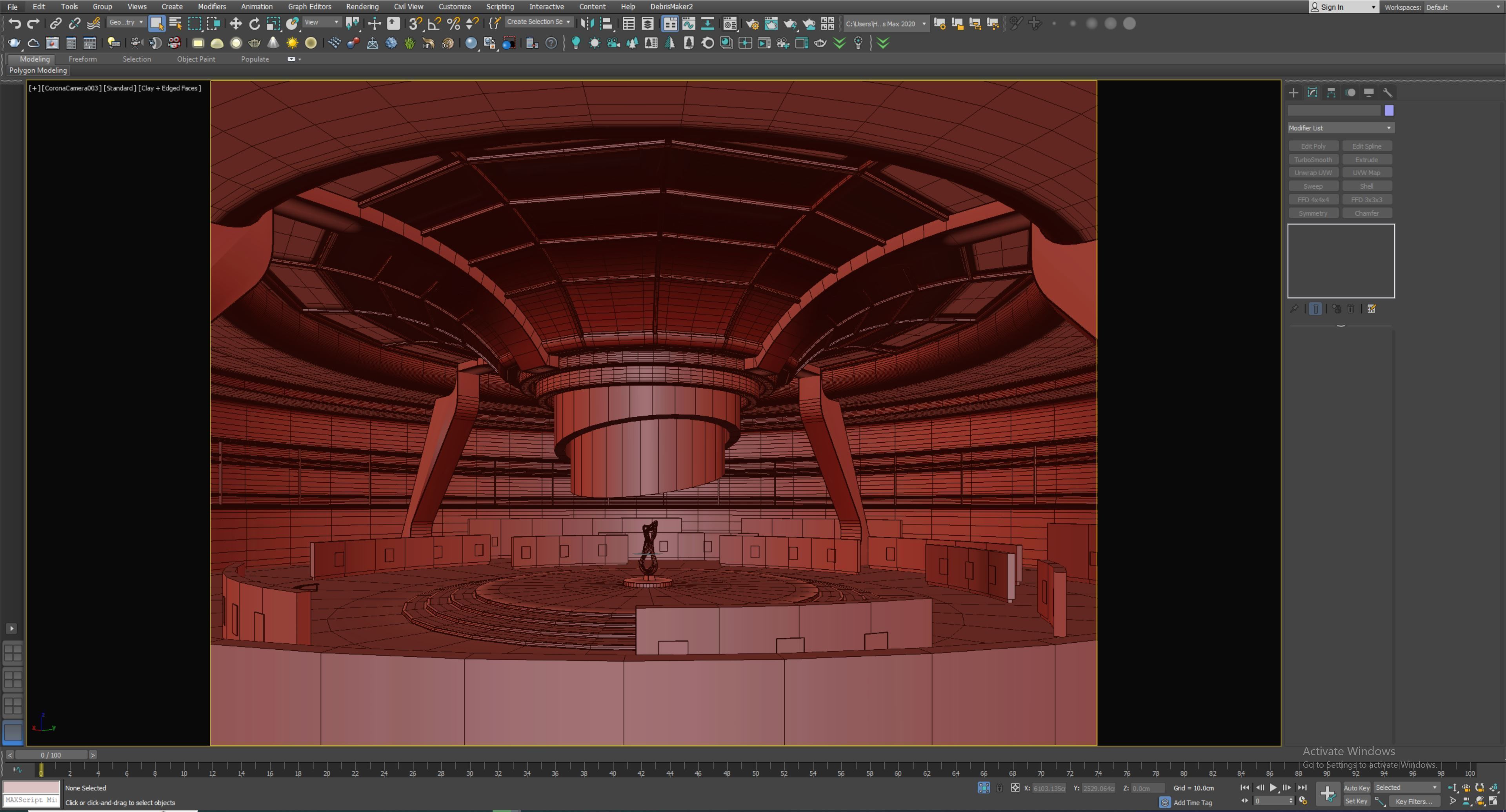 low poly interior space hall 16 Low-poly 3D model_4
