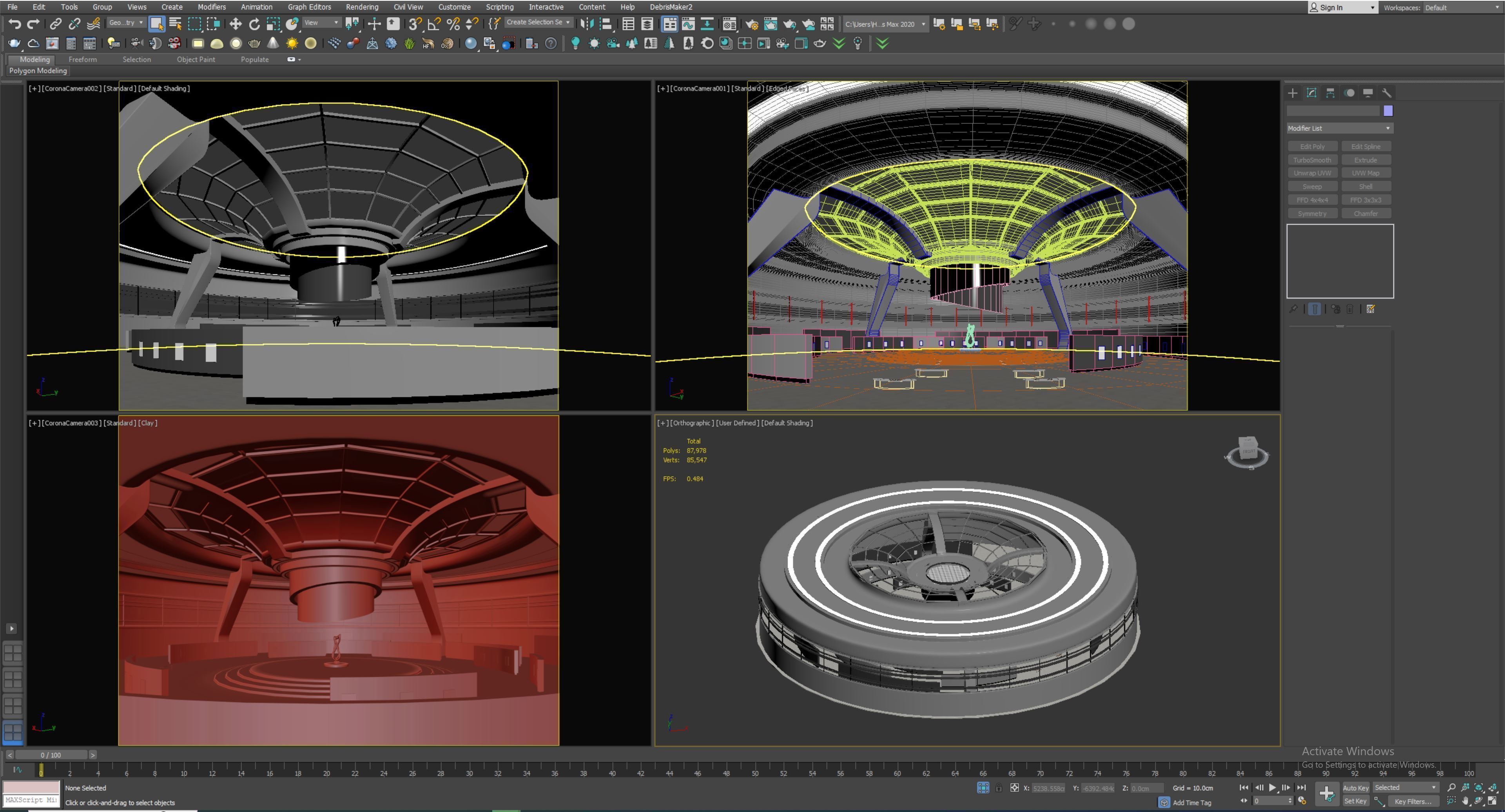 low poly interior space hall 16 Low-poly 3D model_6