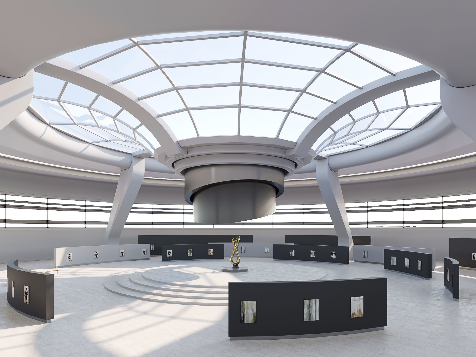 low poly interior space hall 16 Low-poly 3D model_1