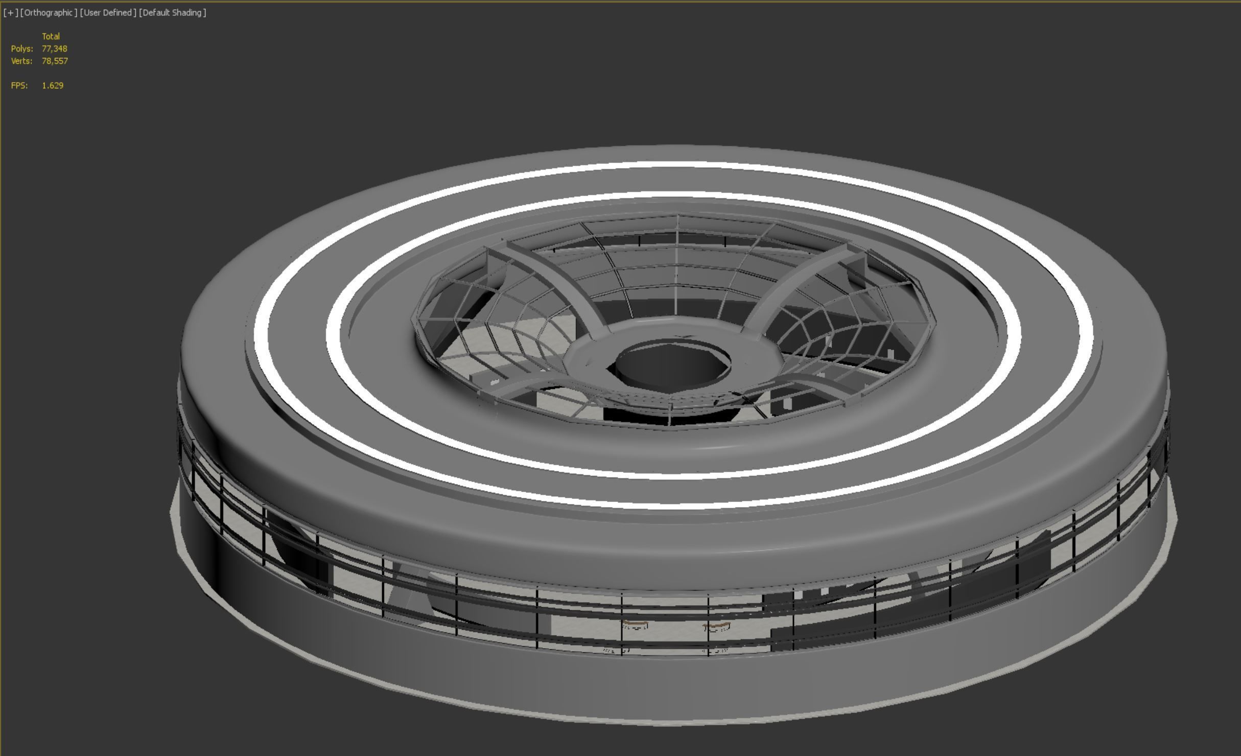 low poly interior space hall 16 Low-poly 3D model_7