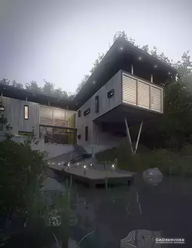 LODGE modern house in woods 3D model