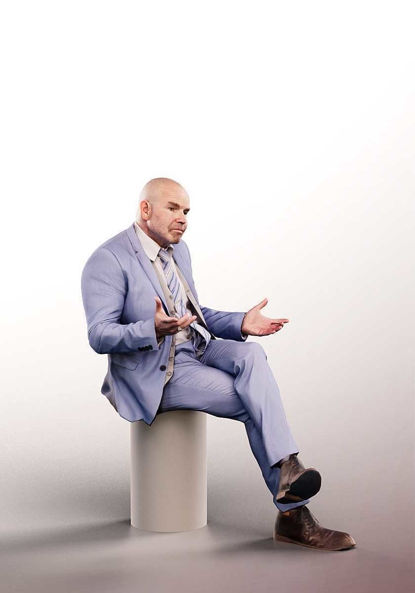 Dirk 13266 - Sitting Business Man Talking Low-poly 3D model_2