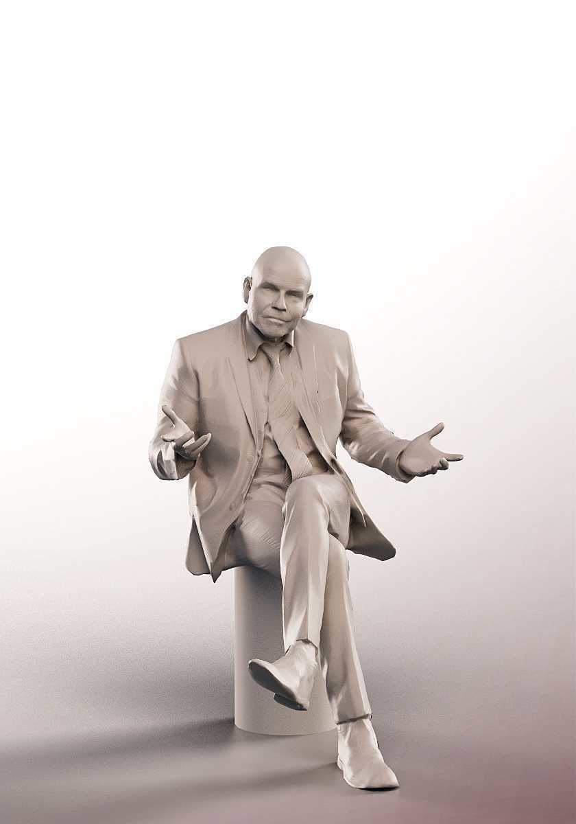 Dirk 13266 - Sitting Business Man Talking Low-poly 3D model_3