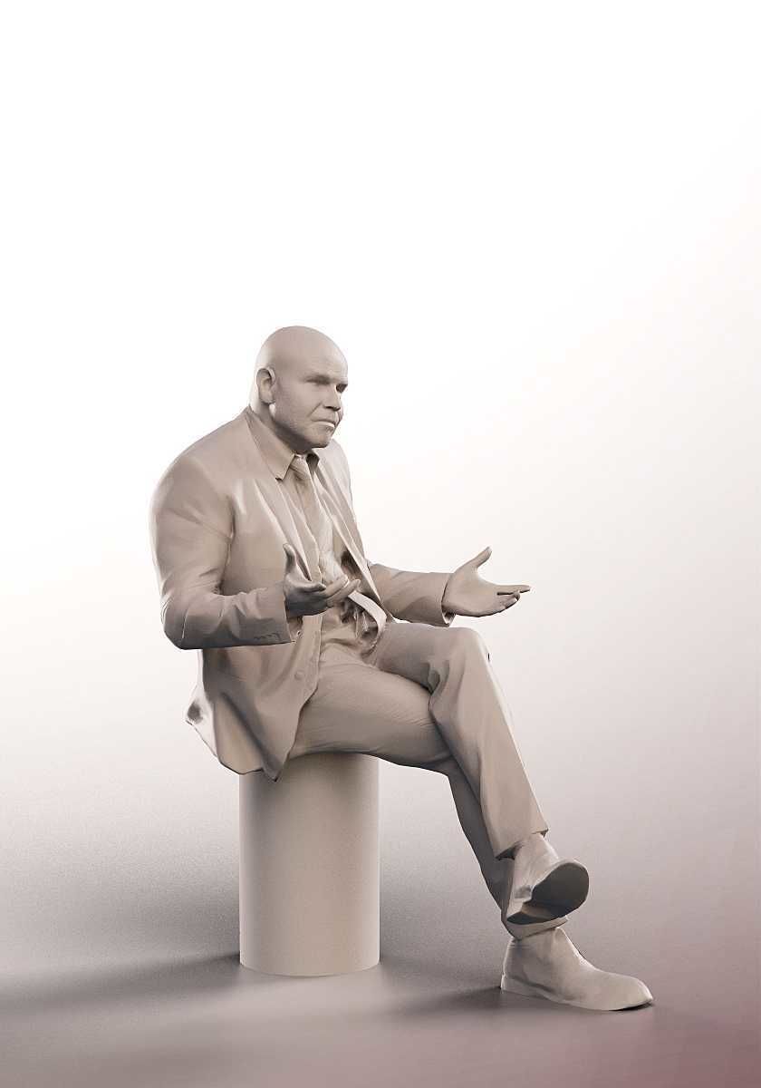 Dirk 13266 - Sitting Business Man Talking Low-poly 3D model_4