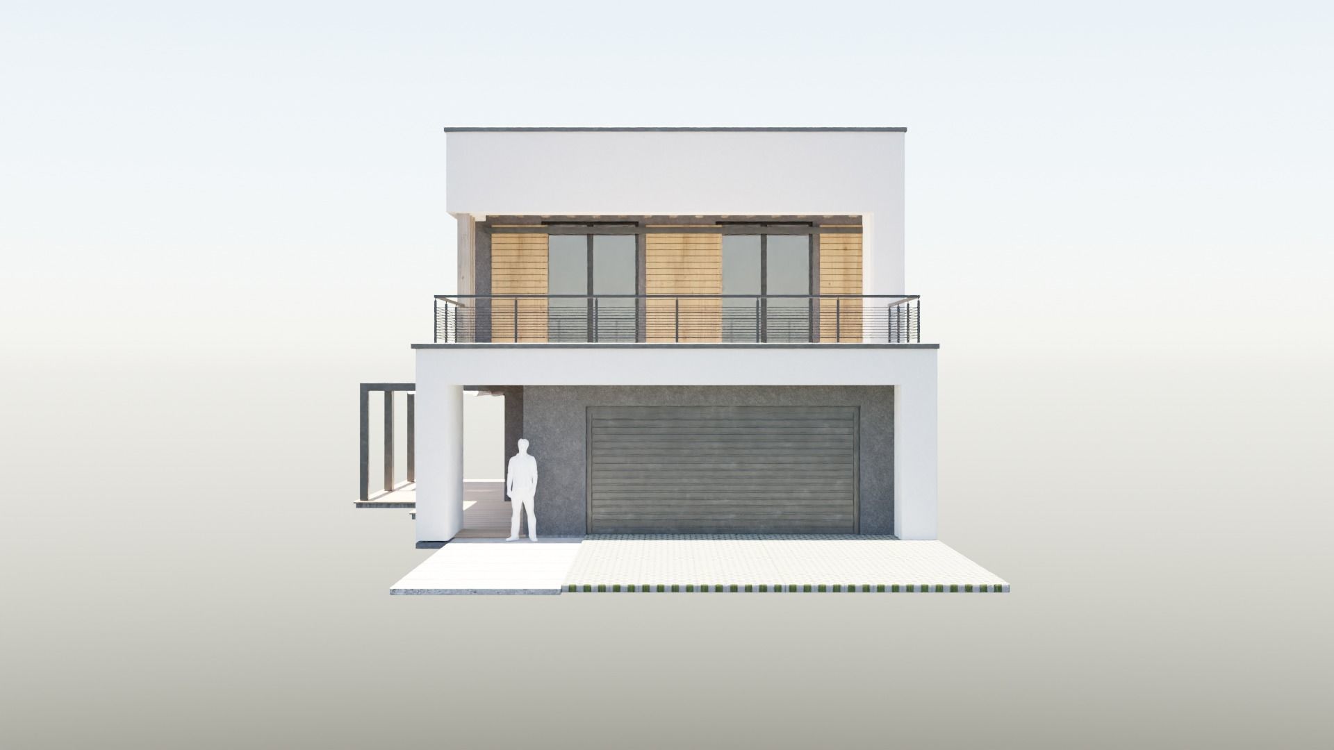 a large two-story house in high-tech style 3D model_2