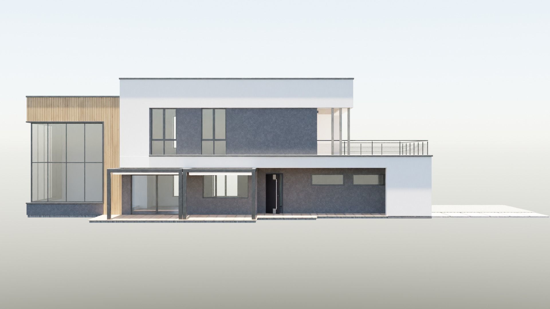 a large two-story house in high-tech style 3D model_1