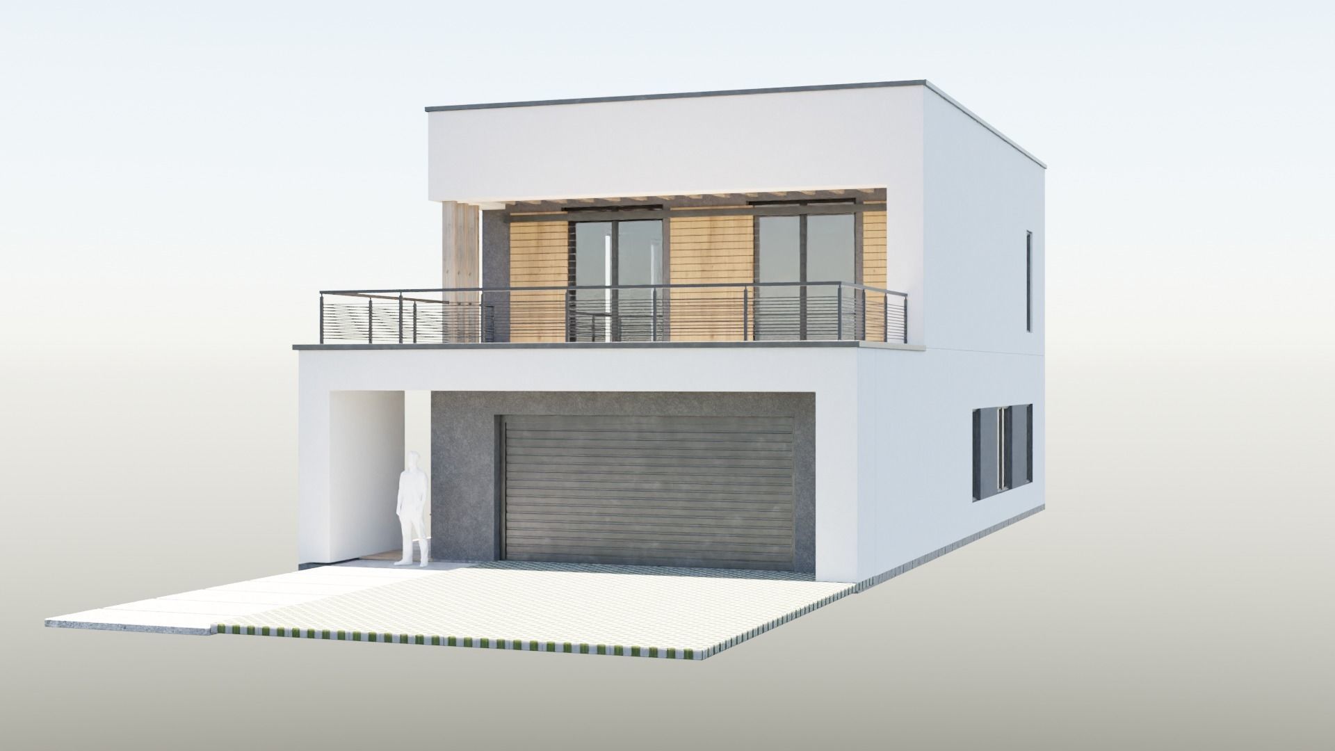 a large two-story house in high-tech style 3D model_3
