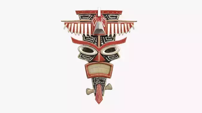 Tribal Mask C04 Black Red - Costume Character Design Low-poly 3D model
