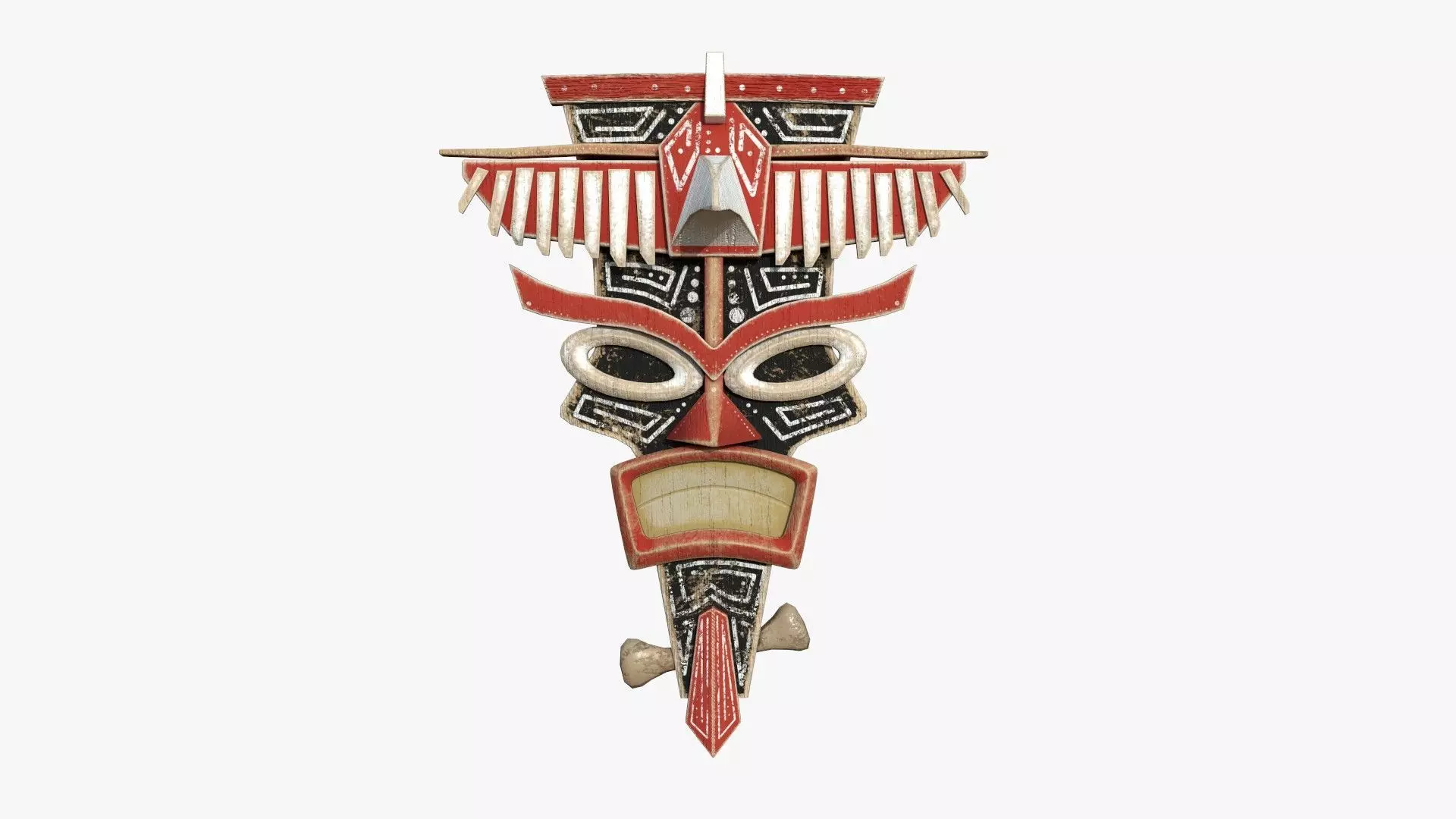 Tribal Mask C04 Black Red - Costume Character Design Low-poly 3D model_0