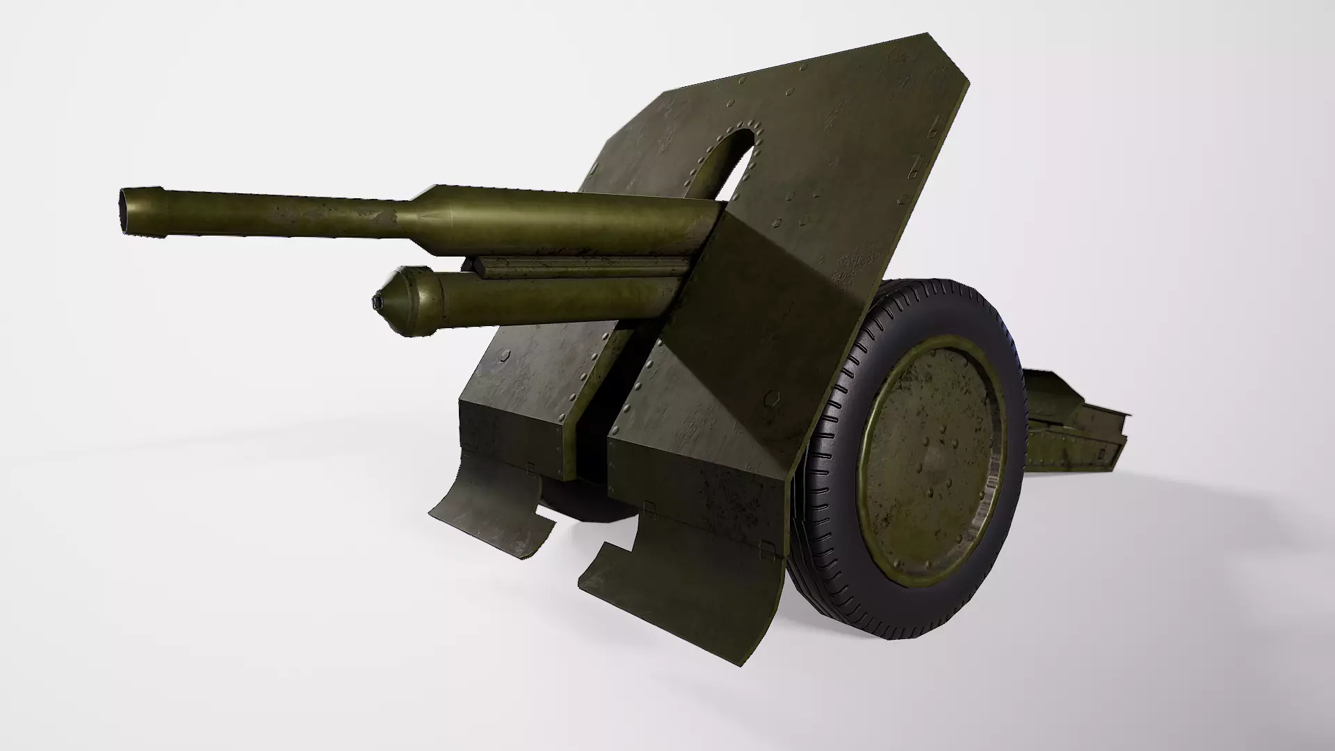 76 mm mountain gun mod 1938 H Low-poly 3D model_0