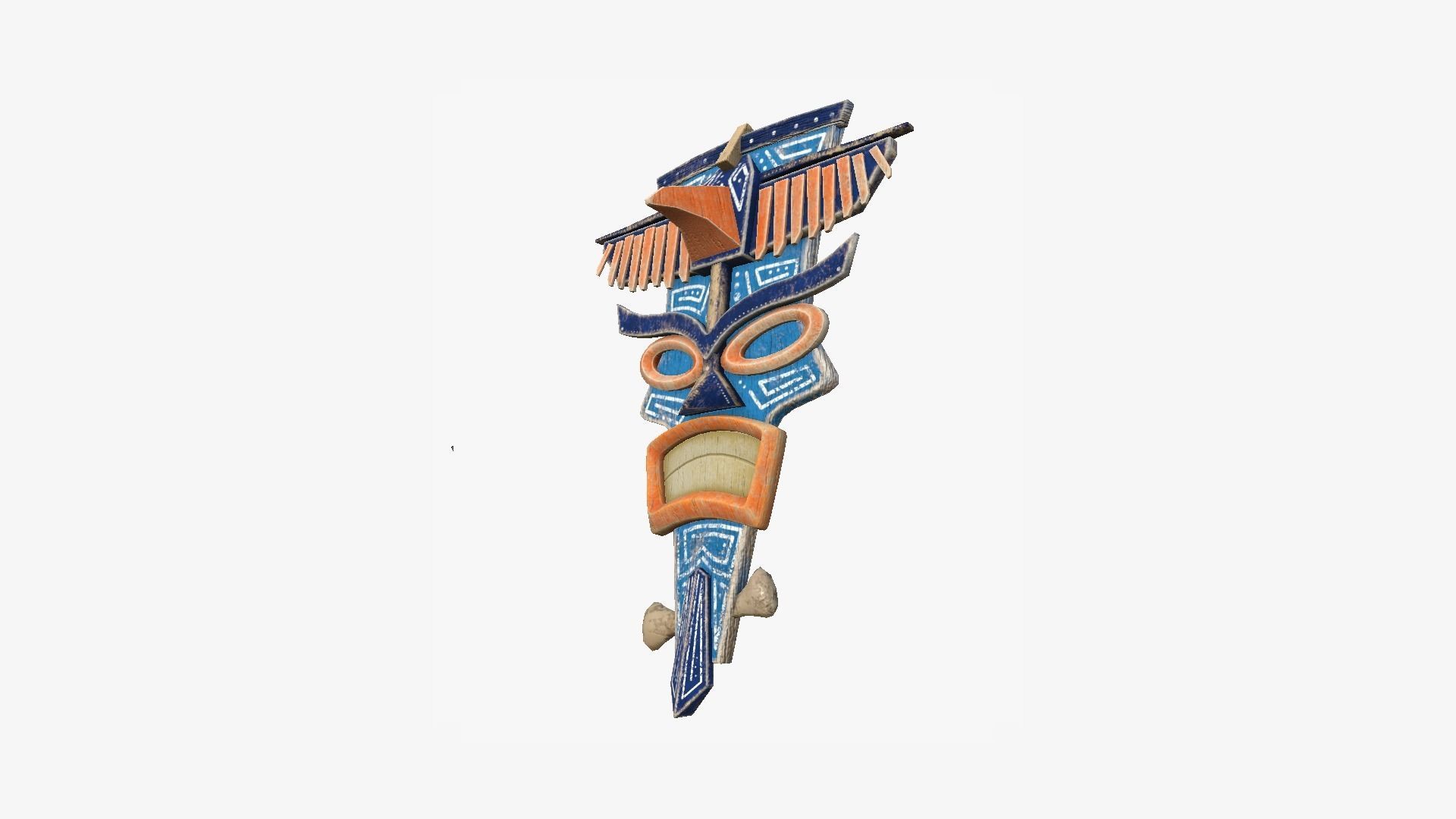 Tribal Mask C05 Blue Orange - Costume Character Design Low-poly 3D model_4