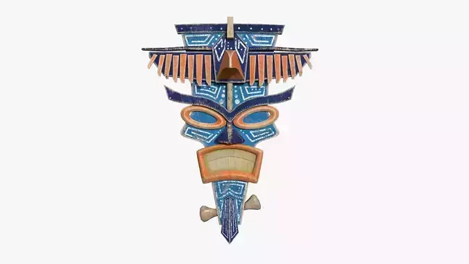 Tribal Mask C05 Blue Orange - Costume Character Design Low-poly 3D model