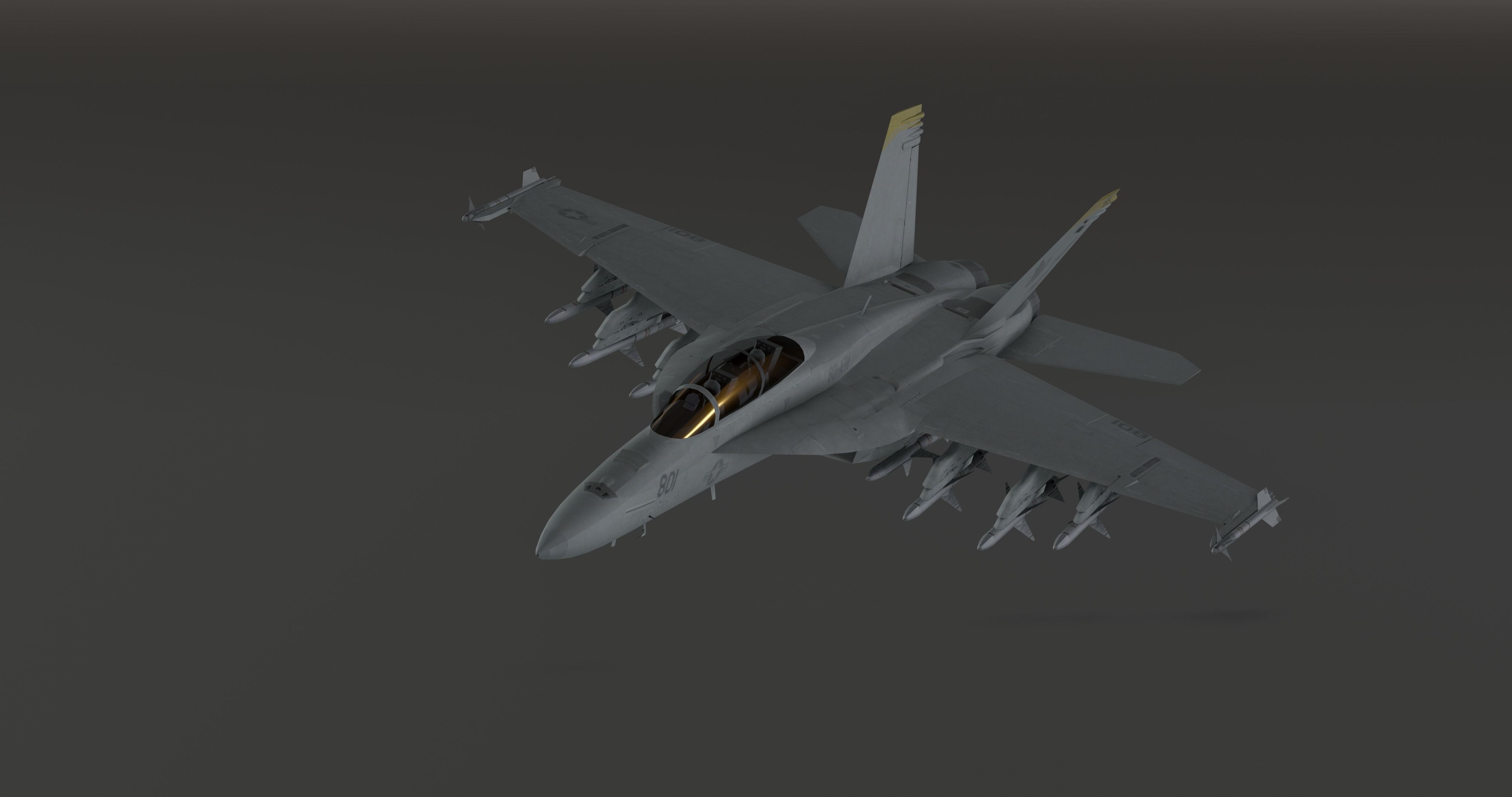 FA18 SUPER GRIPPEN Fighter plane - Photorealistic Low-poly 3D model_3