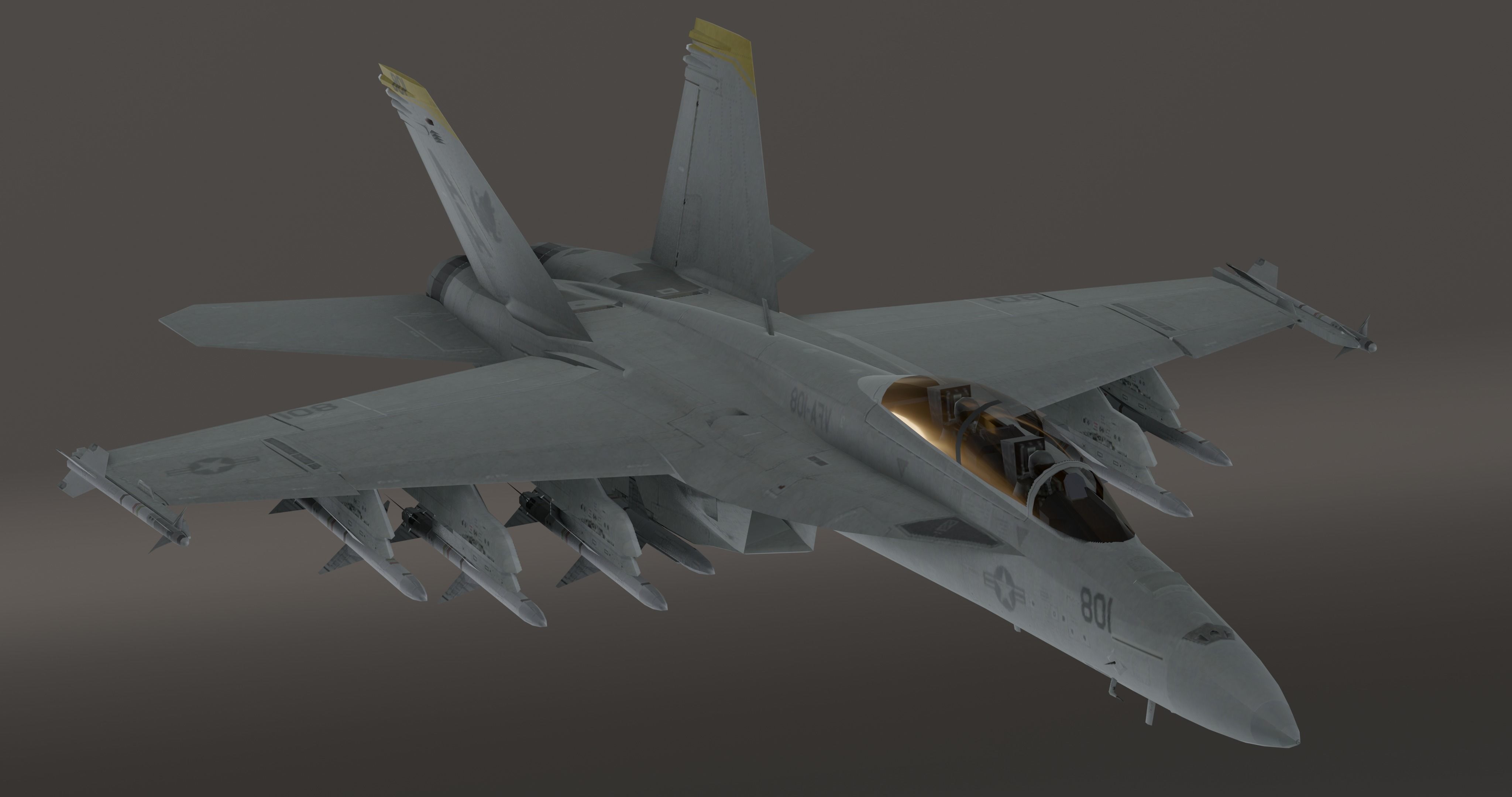 FA18 SUPER GRIPPEN Fighter plane - Photorealistic Low-poly 3D model_18