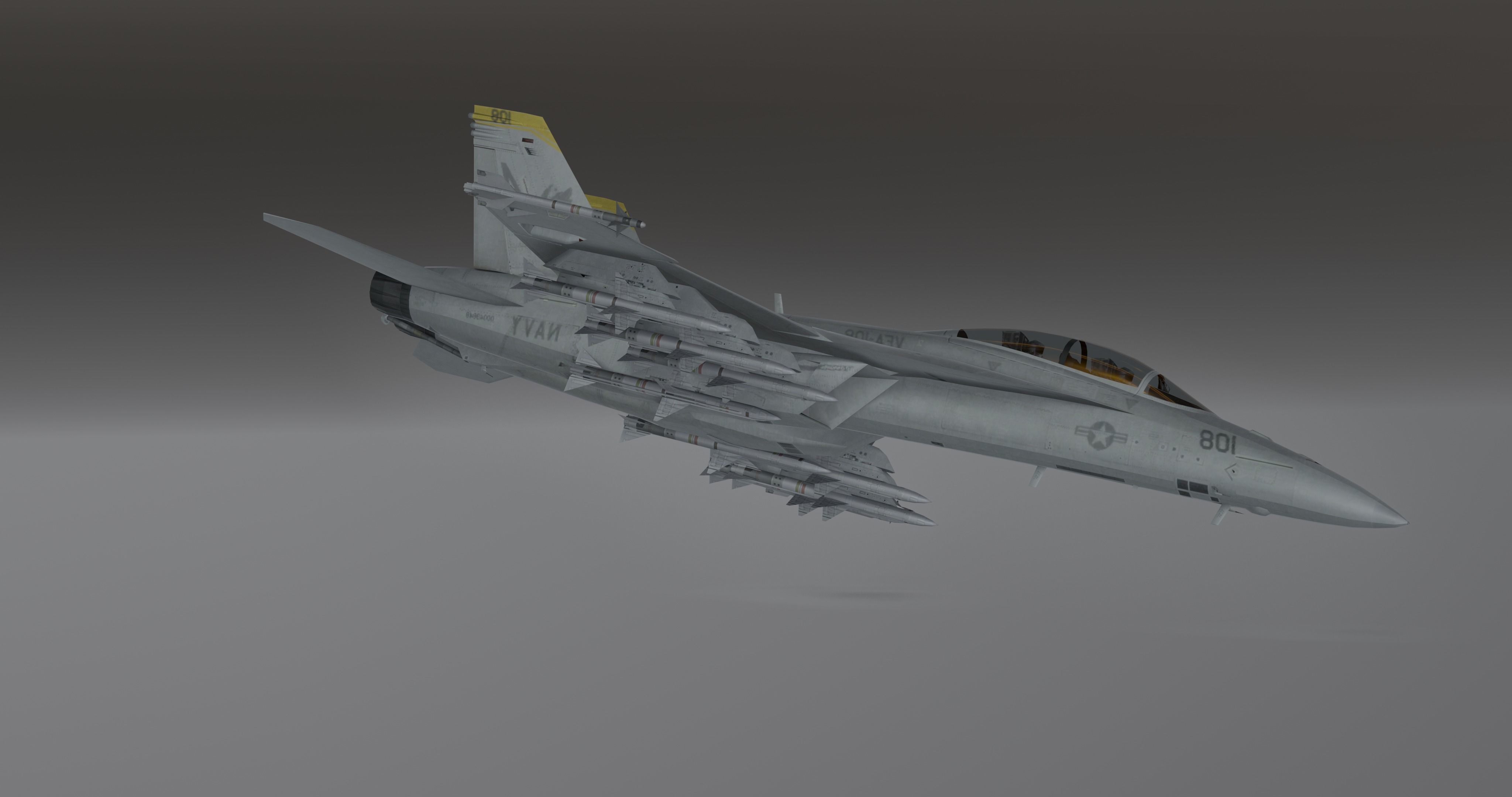 FA18 SUPER GRIPPEN Fighter plane - Photorealistic Low-poly 3D model_6