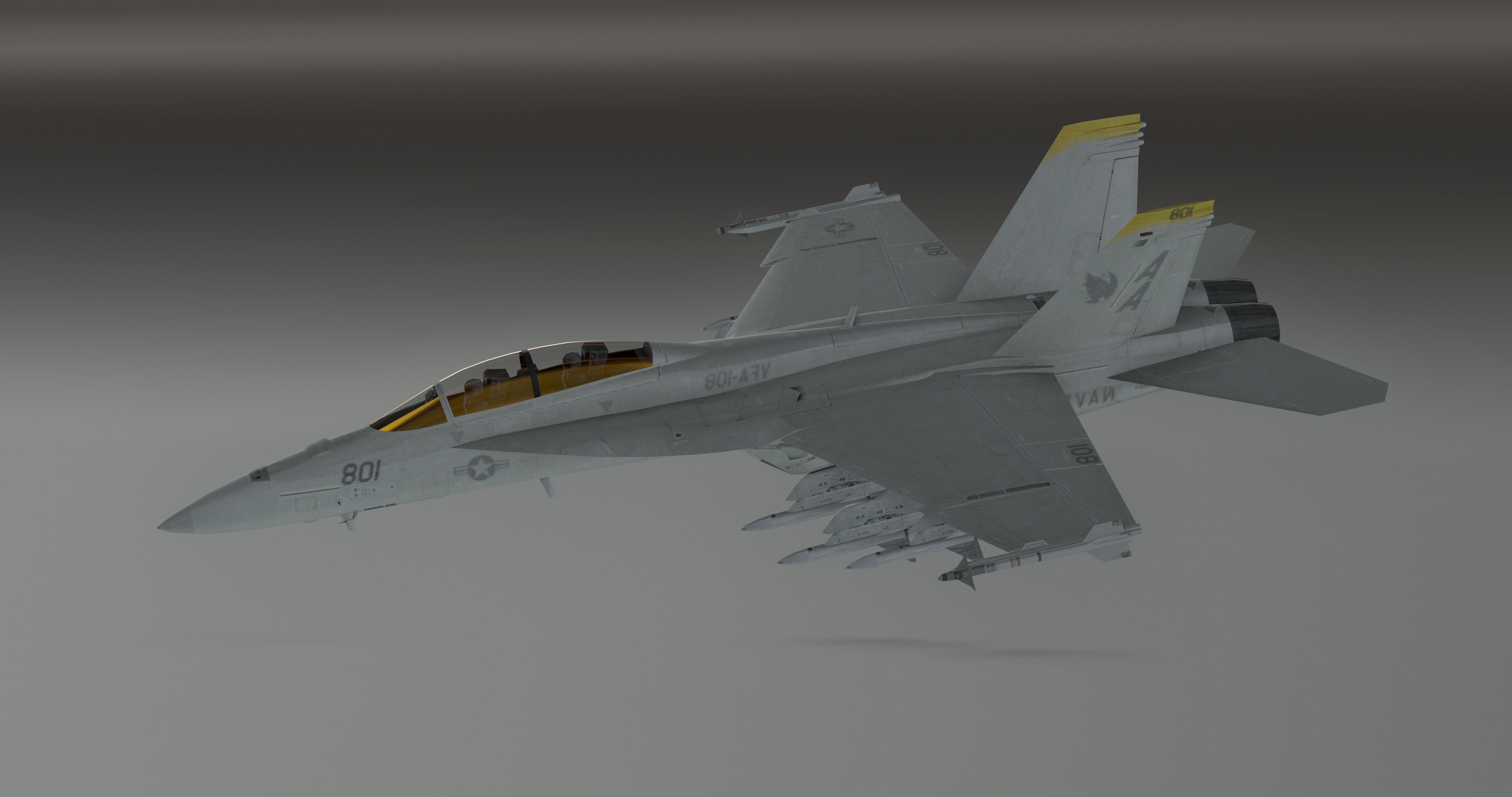 FA18 SUPER GRIPPEN Fighter plane - Photorealistic Low-poly 3D model_13