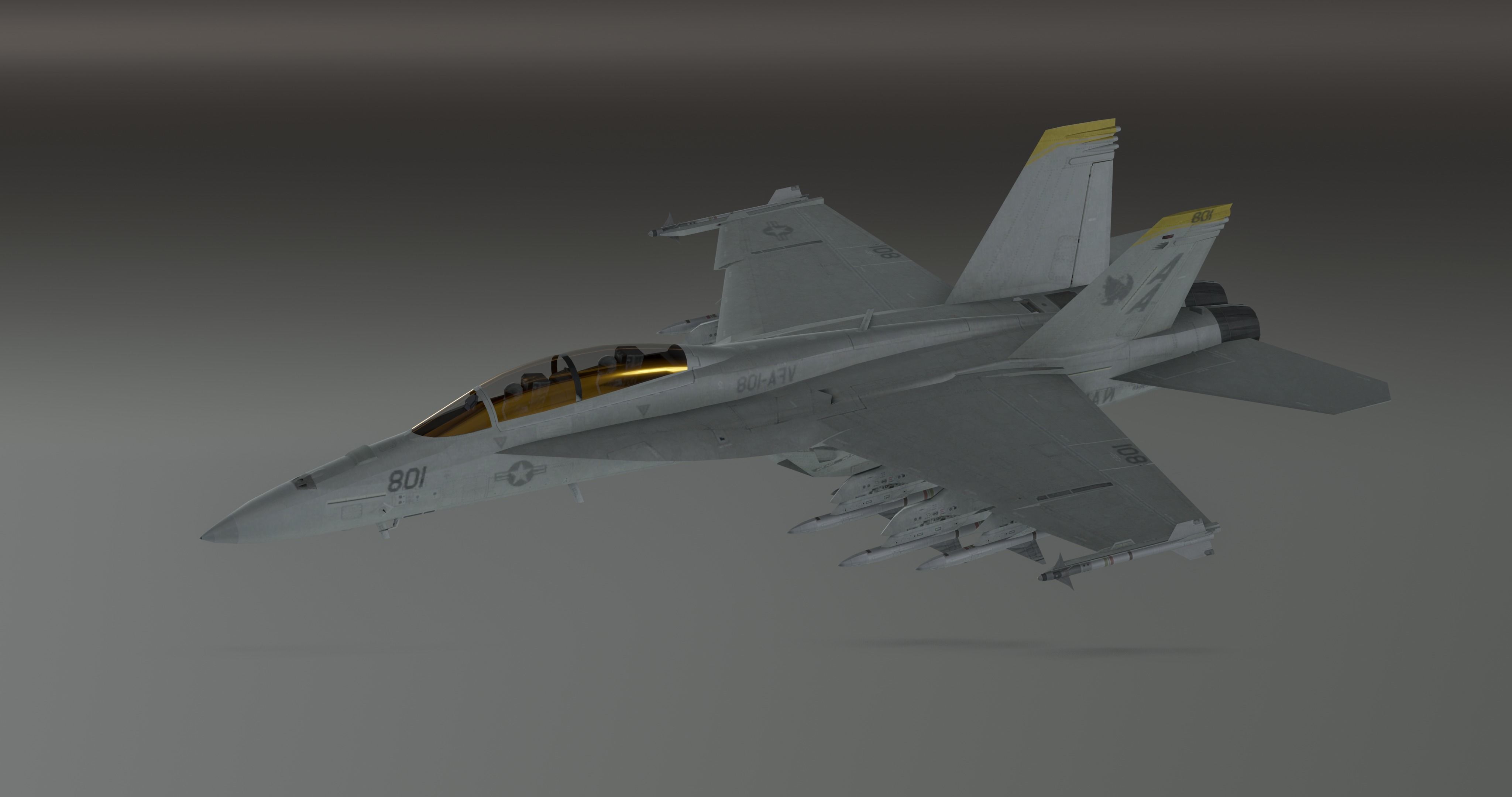 FA18 SUPER GRIPPEN Fighter plane - Photorealistic Low-poly 3D model_14