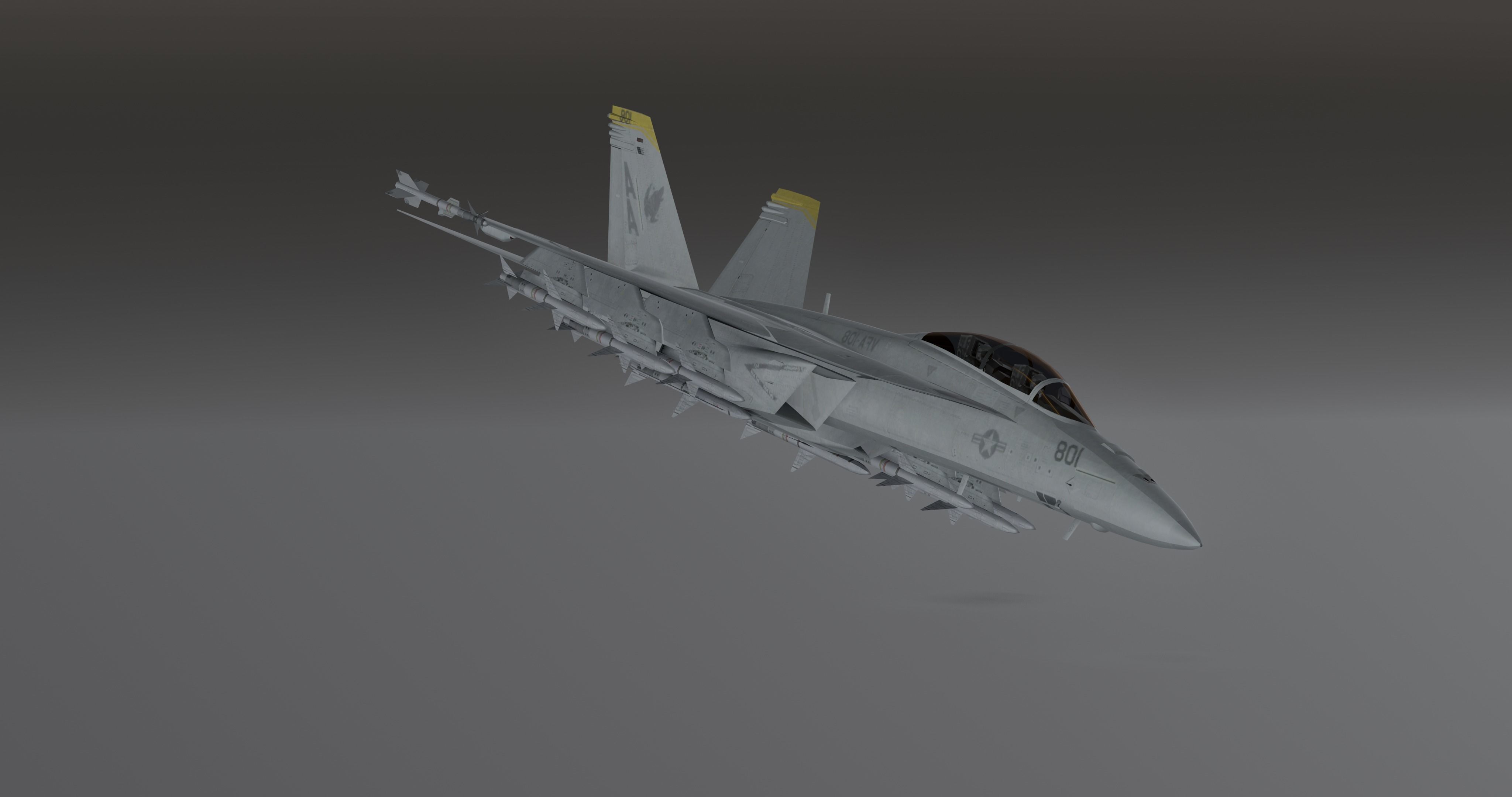 FA18 SUPER GRIPPEN Fighter plane - Photorealistic Low-poly 3D model_5
