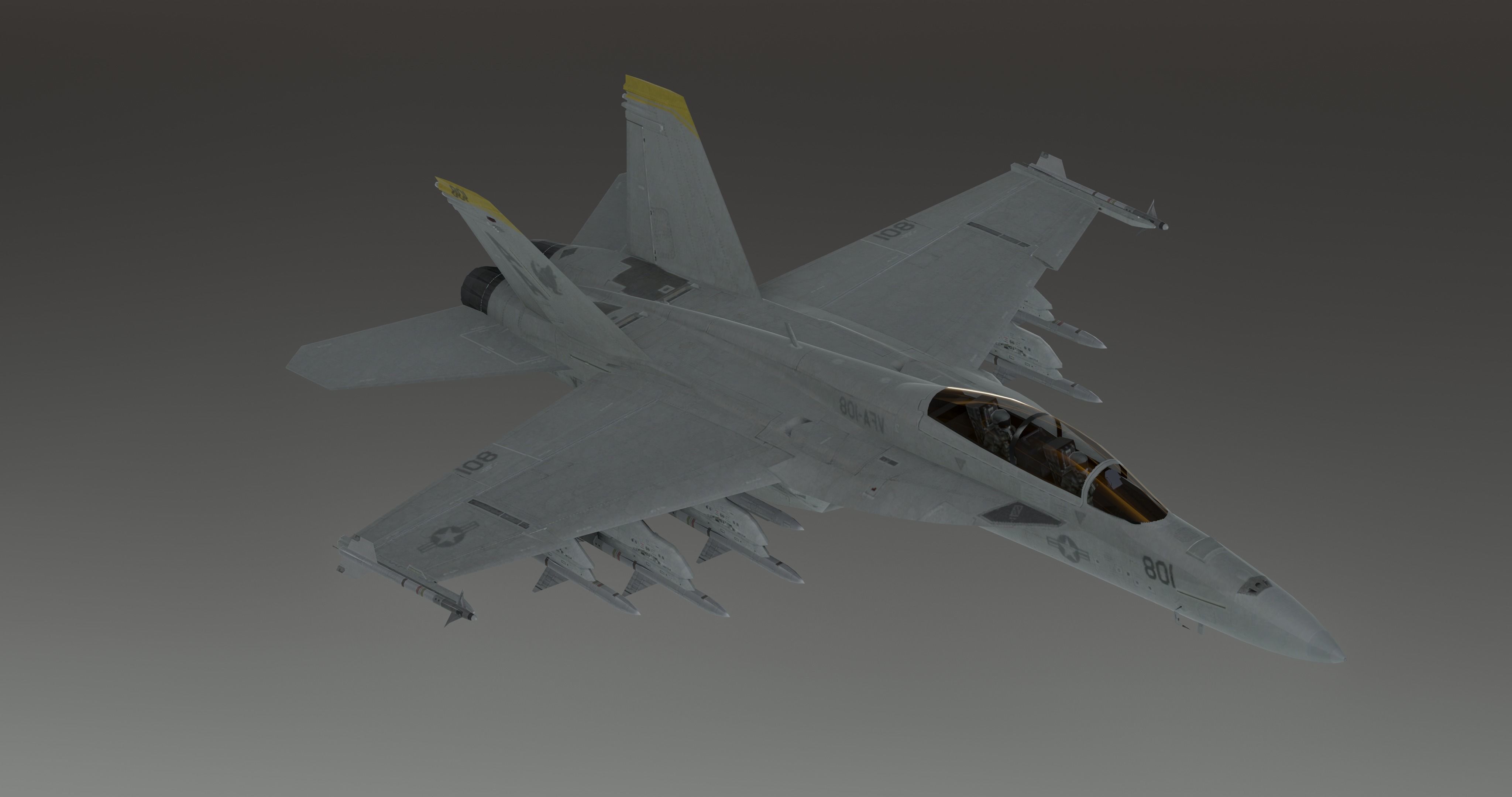 FA18 SUPER GRIPPEN Fighter plane - Photorealistic Low-poly 3D model_19