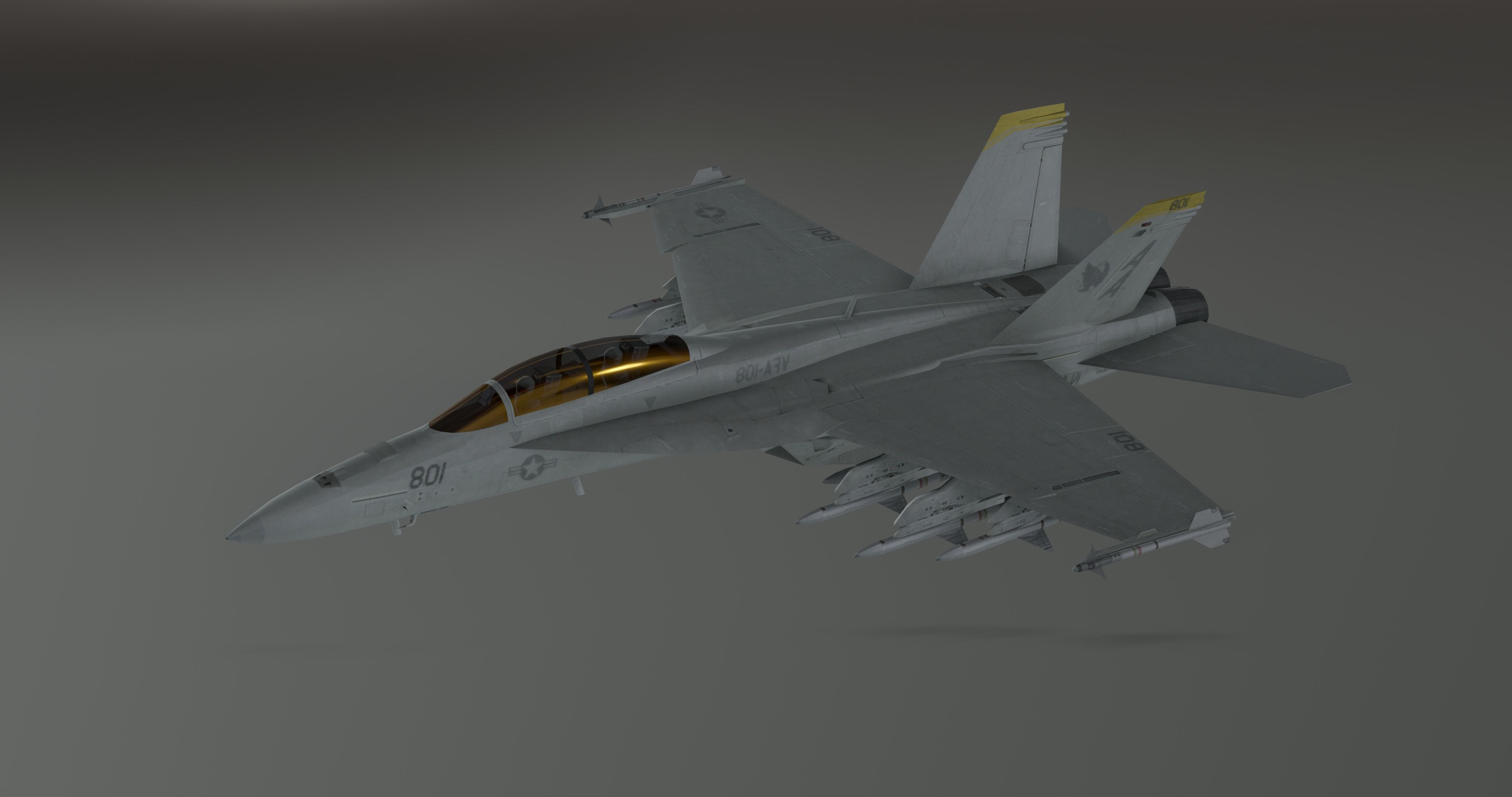 FA18 SUPER GRIPPEN Fighter plane - Photorealistic Low-poly 3D model_1