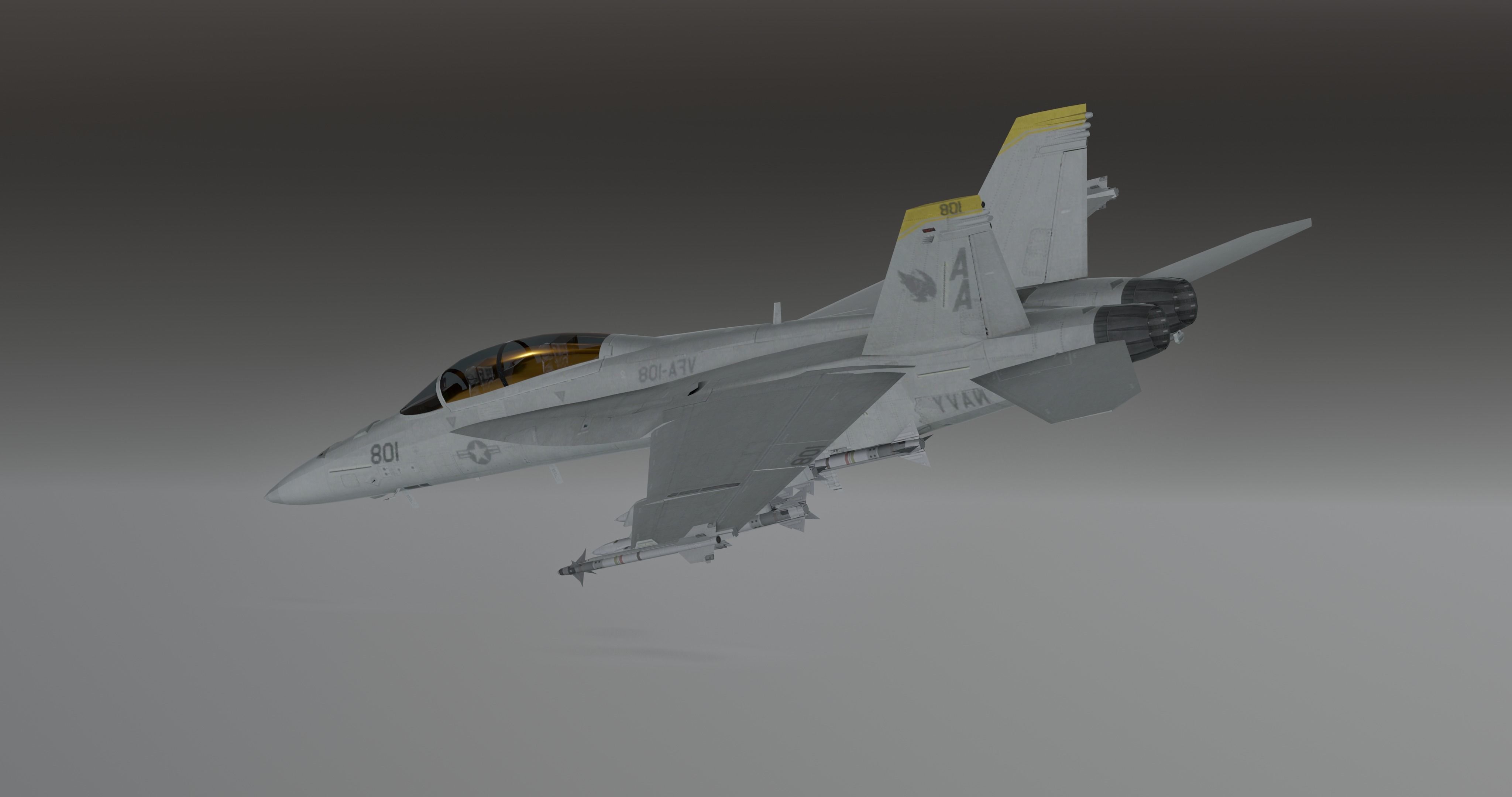 FA18 SUPER GRIPPEN Fighter plane - Photorealistic Low-poly 3D model_11
