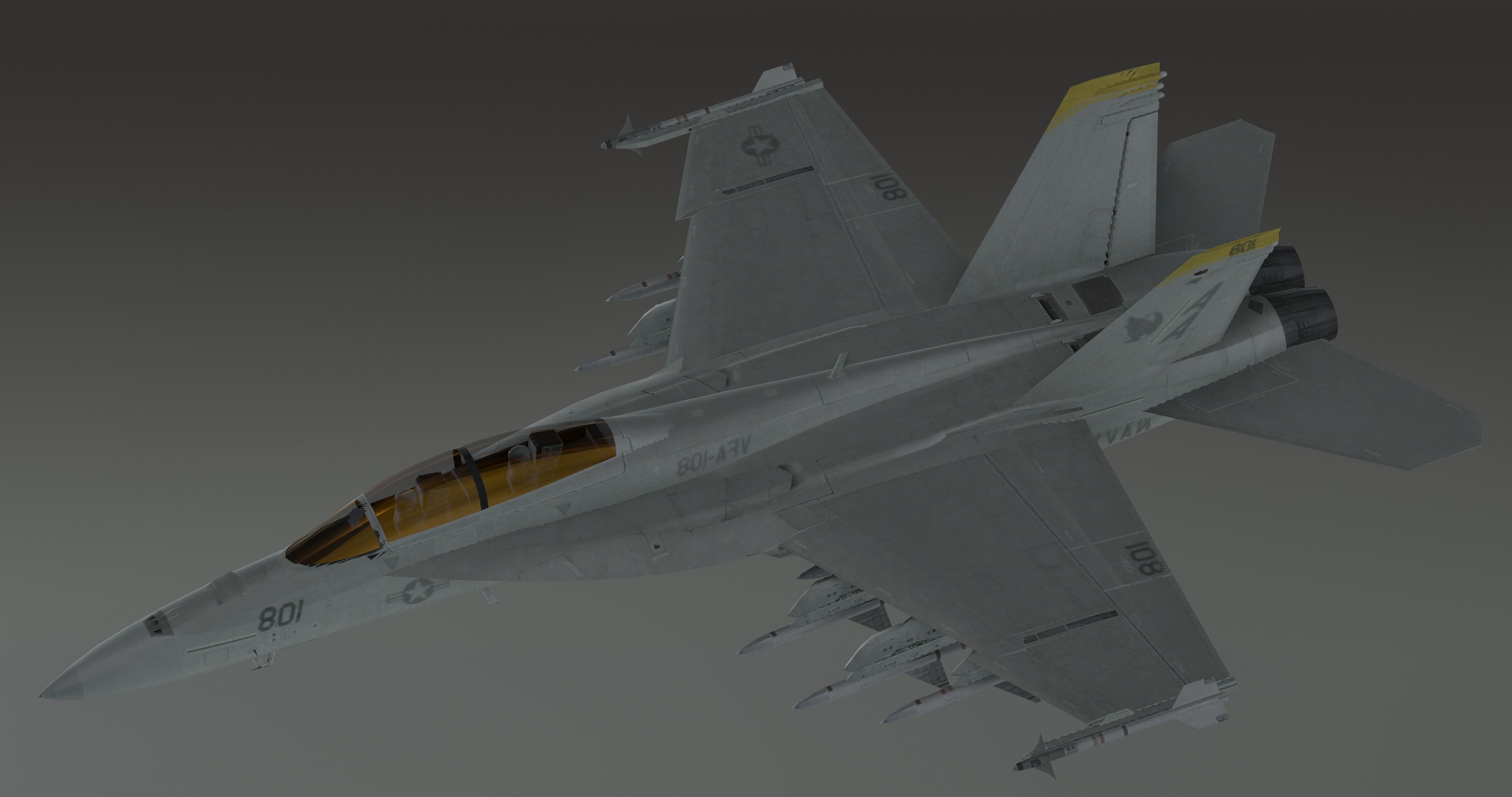 FA18 SUPER GRIPPEN Fighter plane - Photorealistic Low-poly 3D model_15