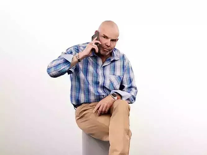 Dirk 13264 - Sitting Man Phone Call Low-poly 3D model